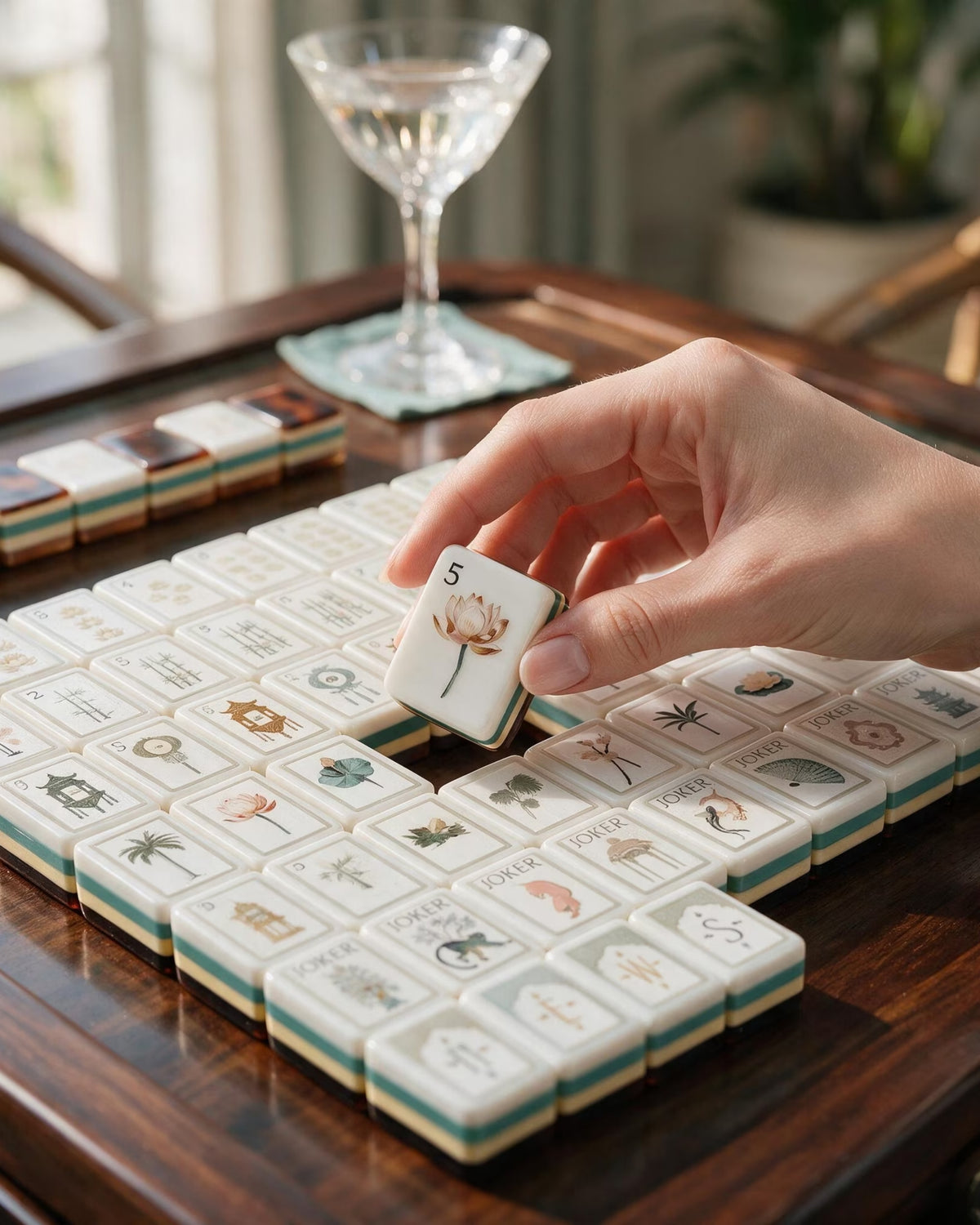 Premsons® Premium American Mahjong Tiles Set – 166-Piece Tortoise Shell & Ivory Tiles
