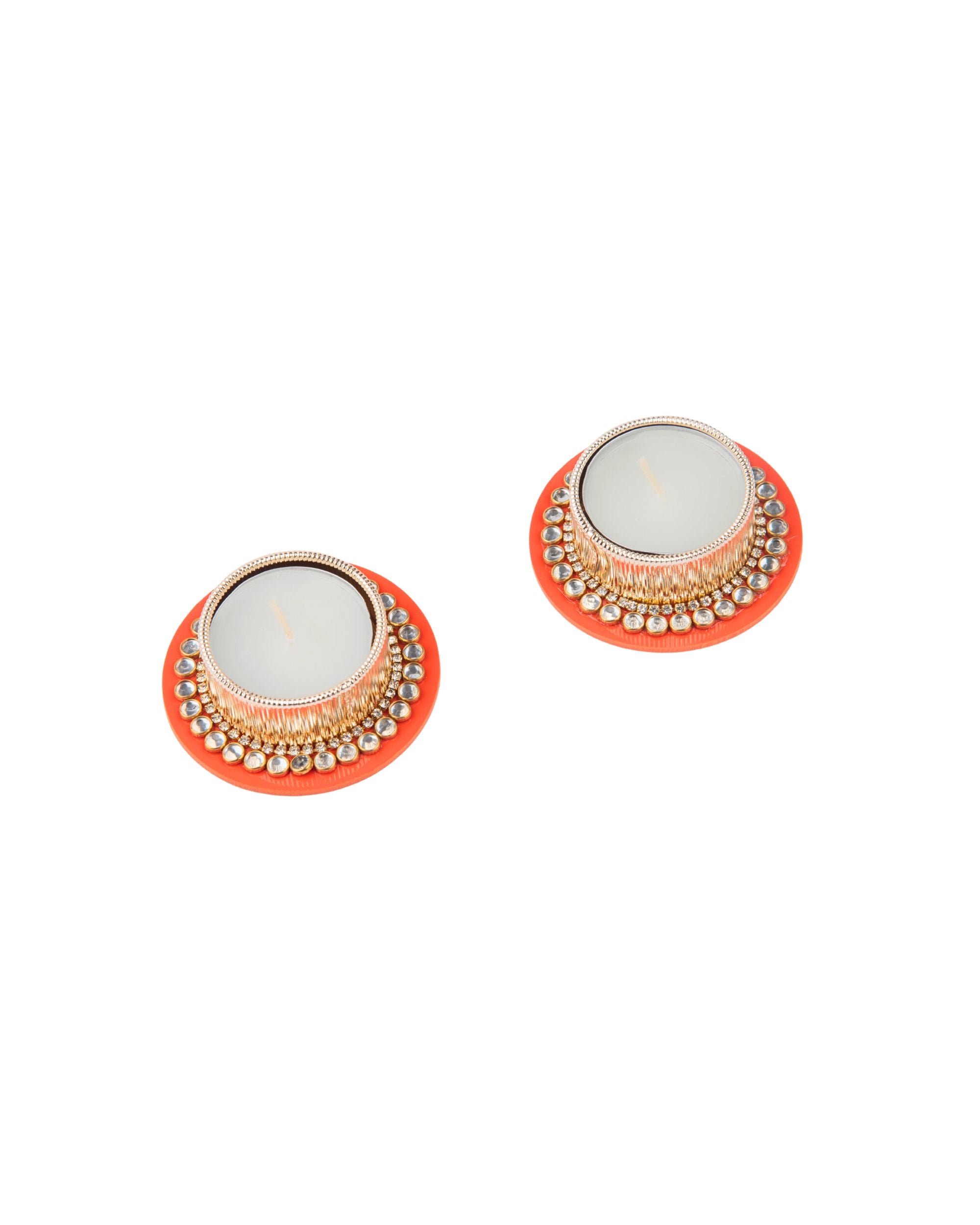Premsons® Decorative Wax Diya – Orange Design | Handcrafted Festival Diyas for Diwali, Puja & Home Décor