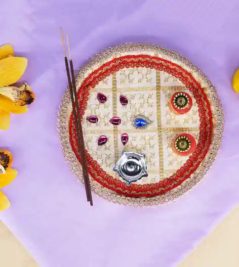 Premsons® White & Red Pooja Thali – Subtle and Divine