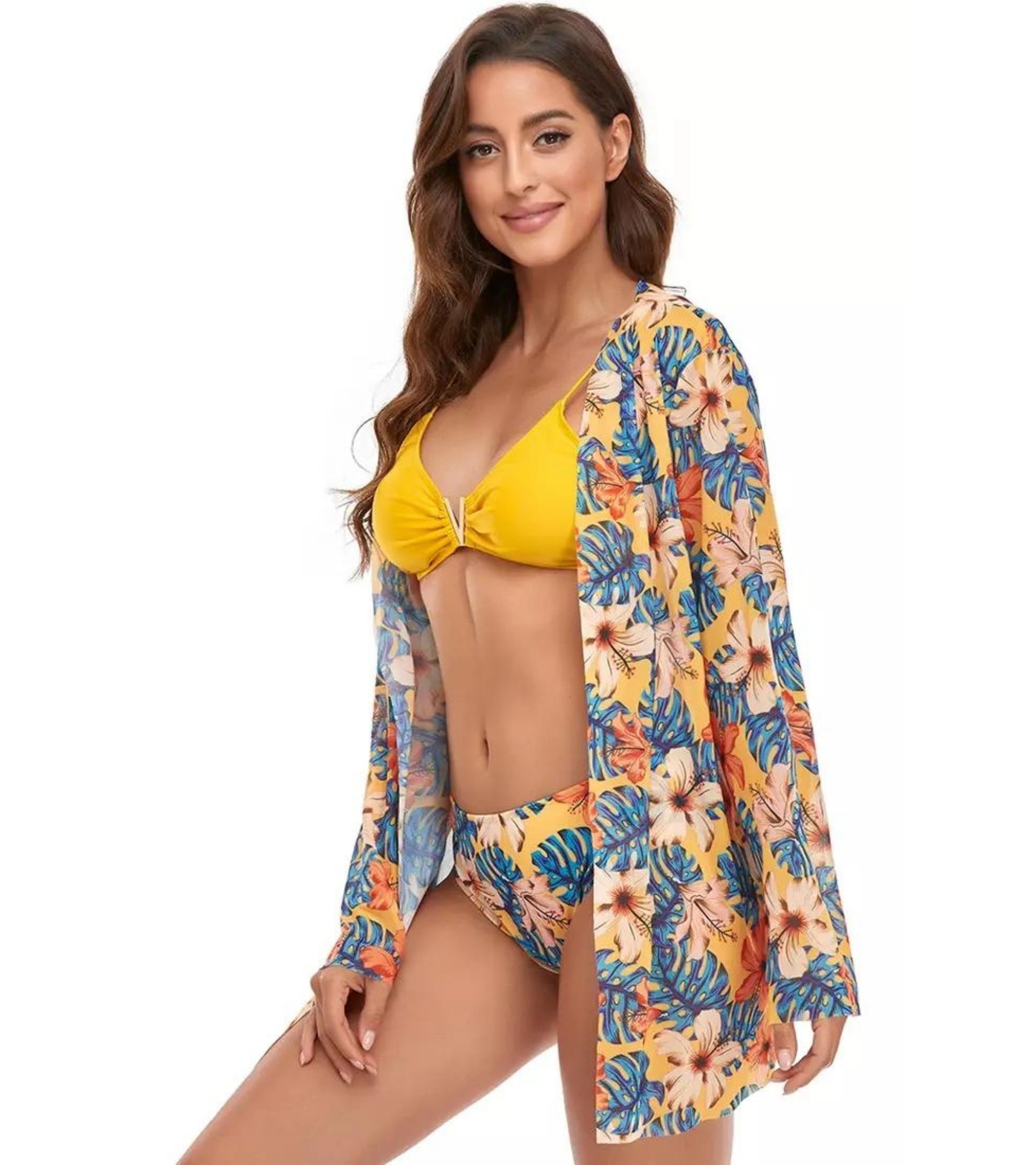 Premsons® Women's 3-Piece Floral Bikini Set with Cover-Up – Breathable, Skin-Friendly Swimwear for Pool, Spa, Vacations & Beach Parties