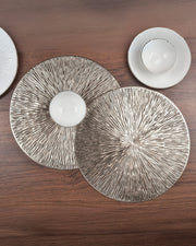 Premsons® Round Table Mat – Radiant Burst Metallic Placemat | Washable, Wipeable, Non-Slip & Heat-Resistant | Designer Table Mat for Dining, Kitchen, Wedding & Party Décor – Bronze