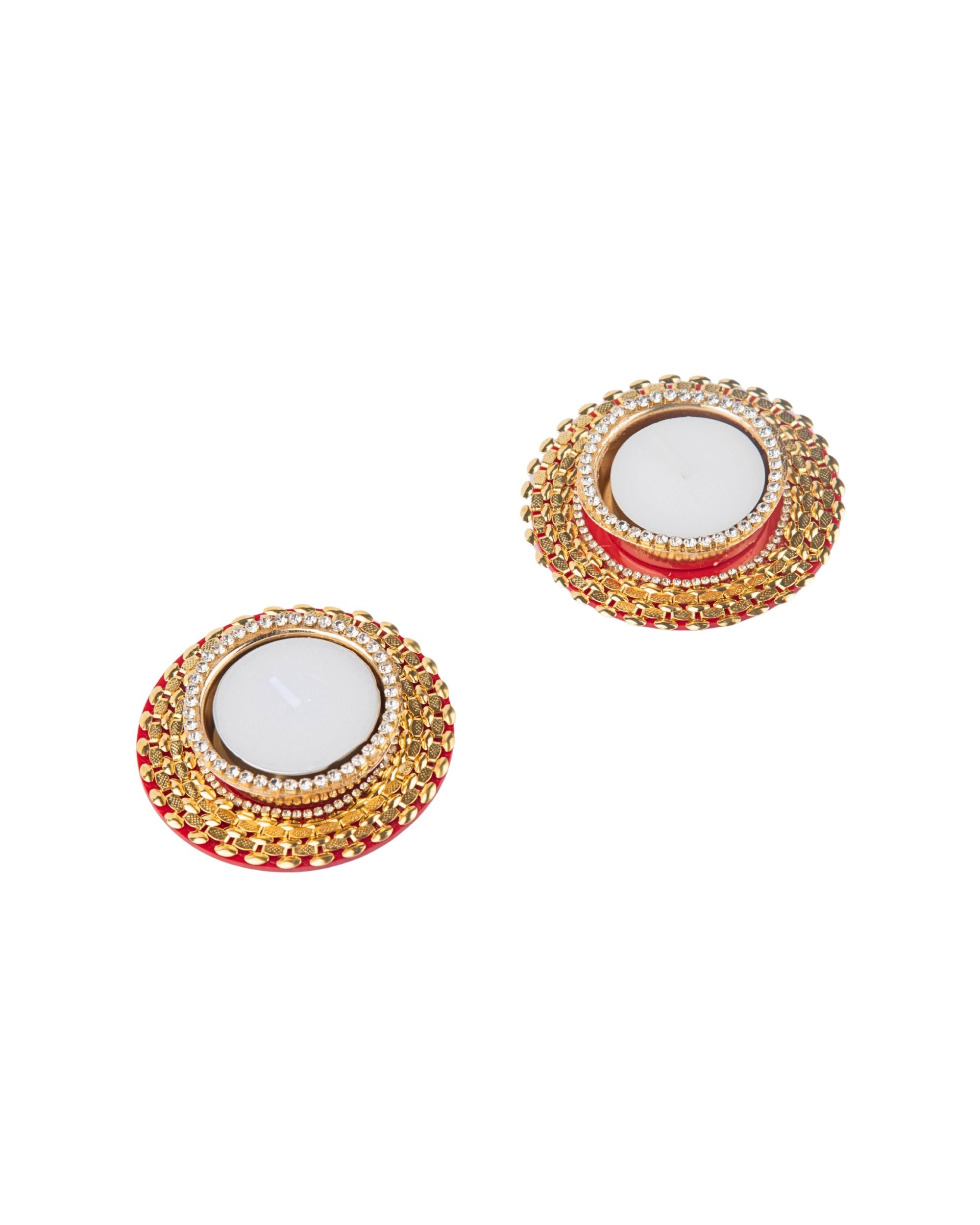 Premsons® Golden Decorative Diya – Set of 2 | Handcrafted Festival Diyas for Diwali, Puja & Home Décor