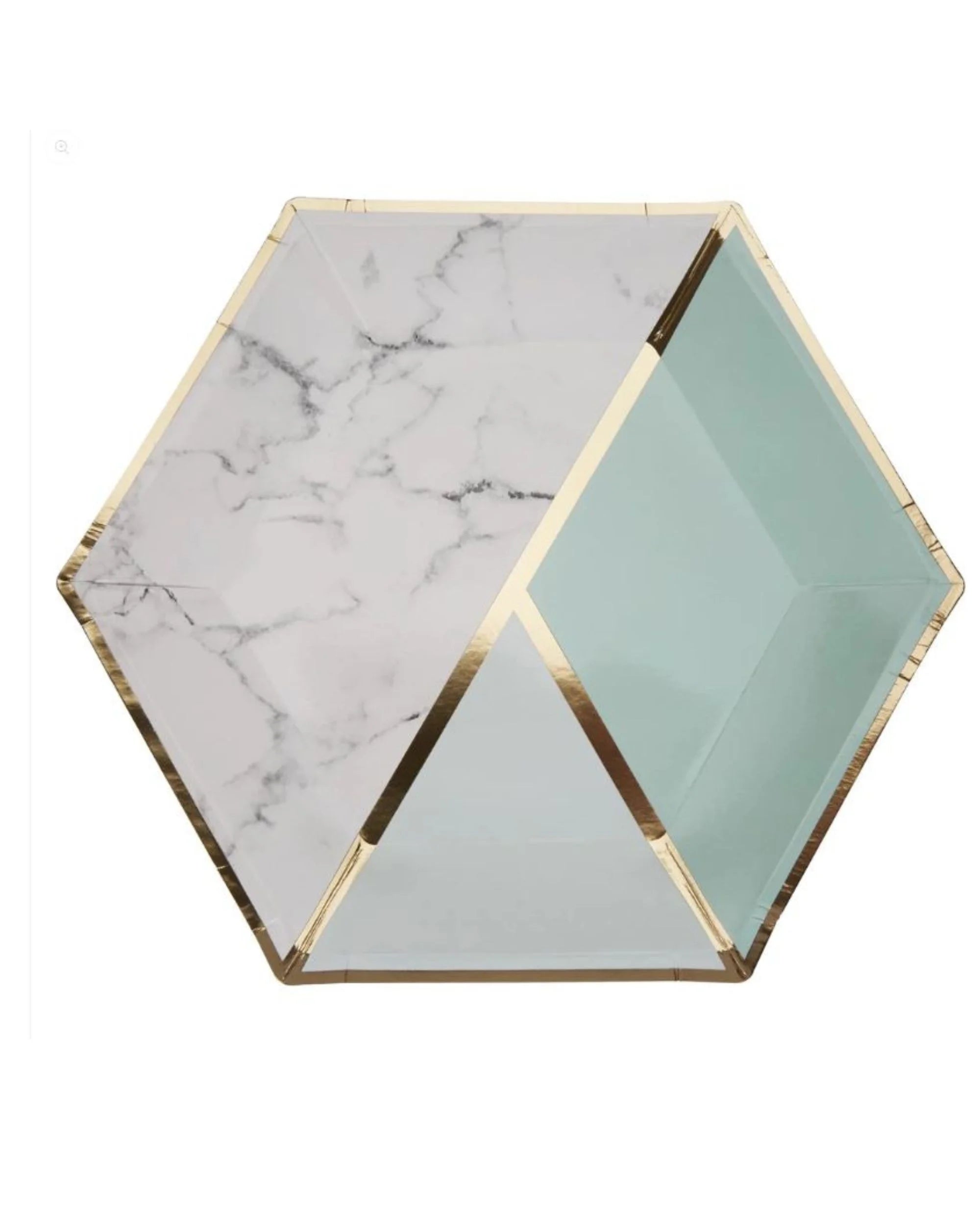 Premsons® 10-Inch Mint Green Colourblock with Gold Large Paper Plates - Birthday, Wedding, Showers Disposable Decorative Party Plates - Pack of 10