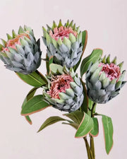Premsons® High-Quality Faux Protea Flower Stem – Real Touch Artificial Floral Bunch for Vases, Home Decor & Centerpieces - Green