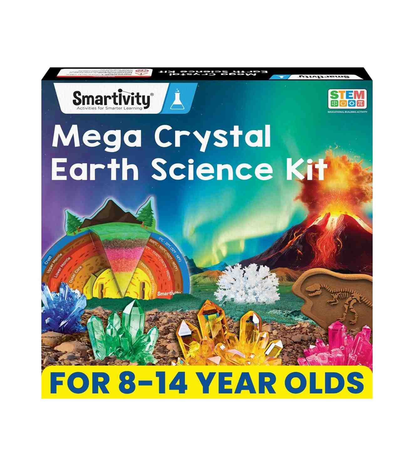 Smartivity Mega Crystal Earth Science Kit | Explore Earth, Crystal, and Fossilization Concepts | Birthday Gift for Boys & Girls I STEM Educational DIY Science Toys for Kids Ages 8-14