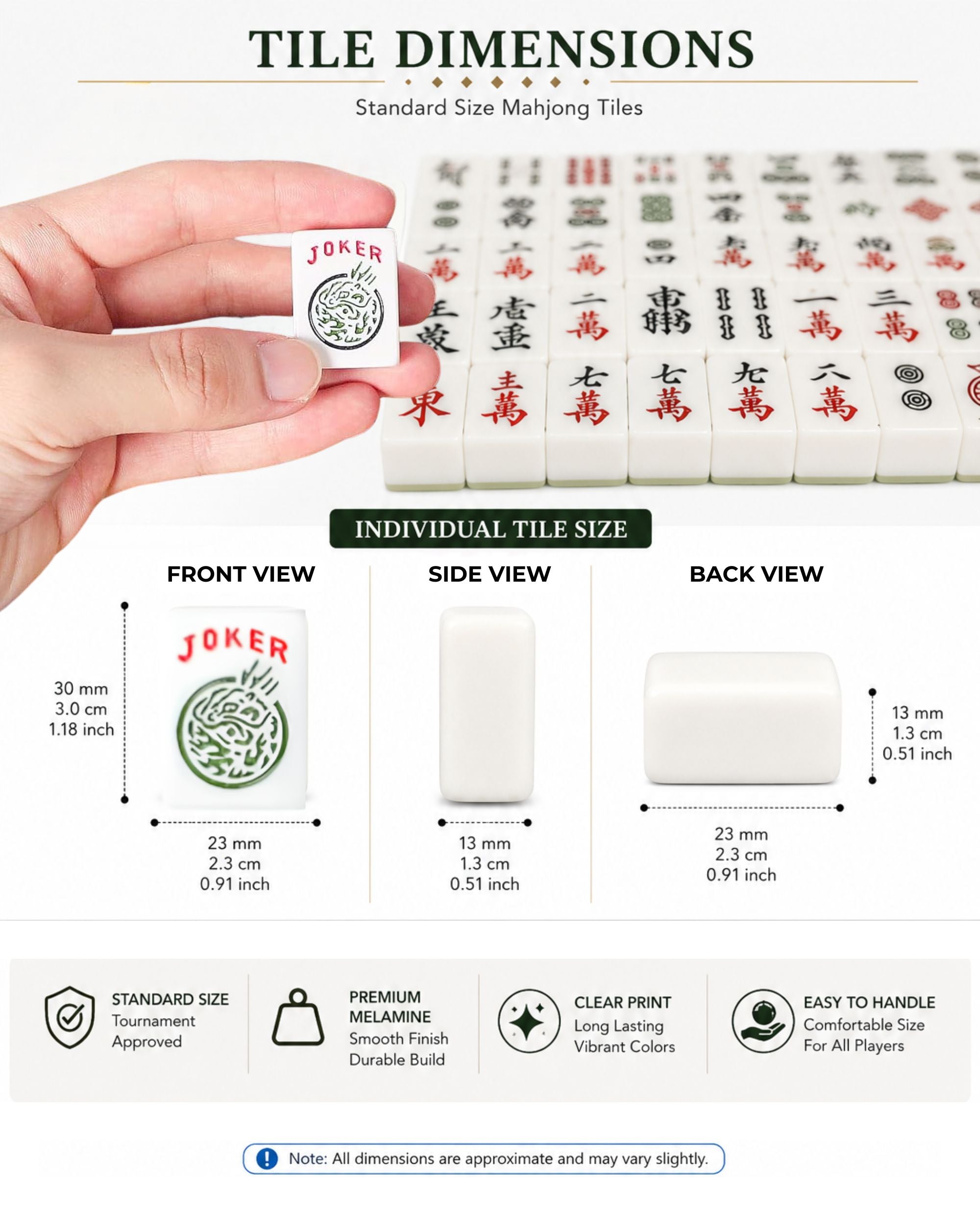 Premsons® American Mahjong Set with Red Mat & Carry Bag  – Full Game Kit with Tiles, Racks, Pushers, Dice & Beginner Instruction Guide – White