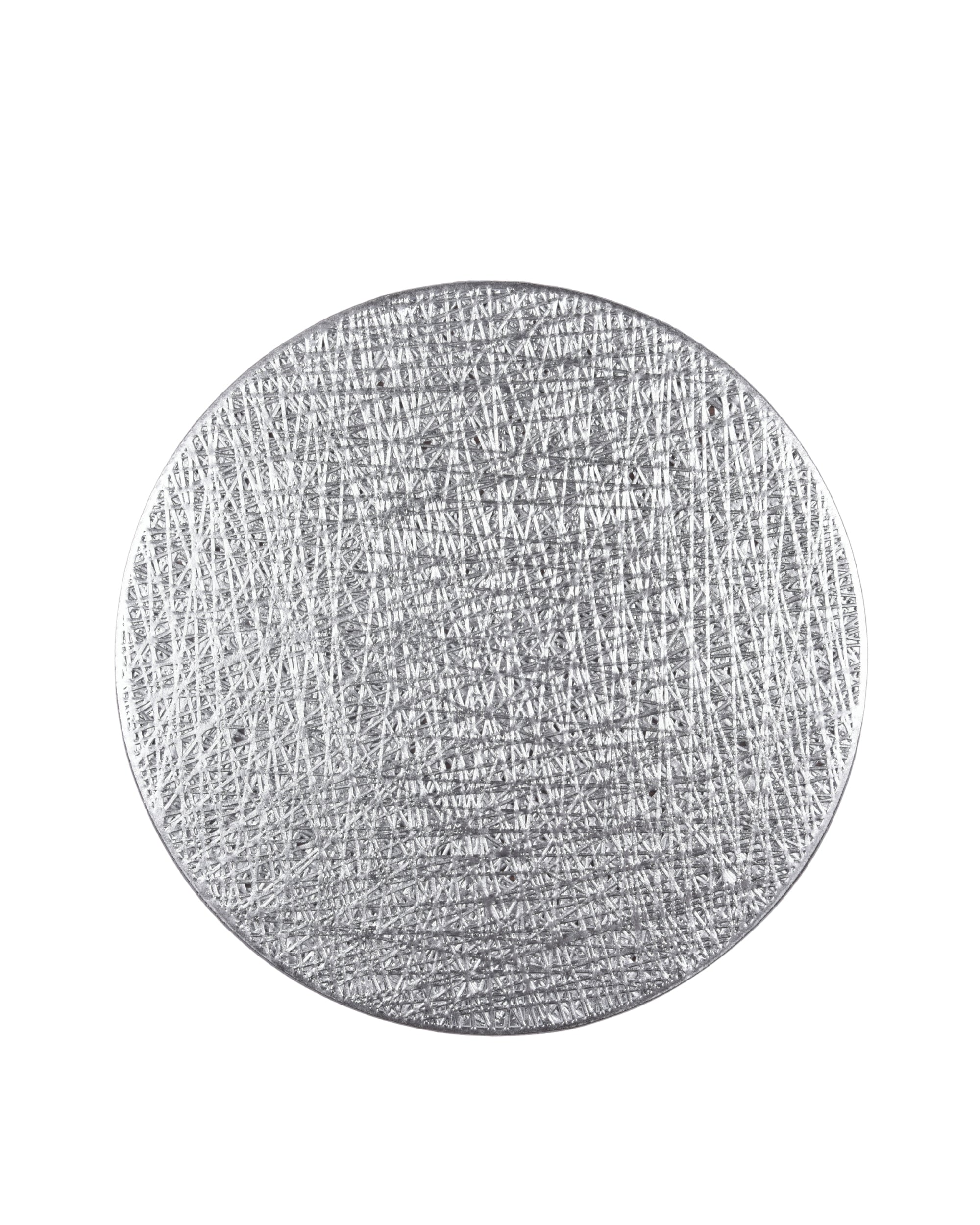 Premsons® Round Table Mat – Elegant Metallic Mesh Placemat | Washable, Wipeable, Non-Slip & Heat-Resistant | Dining Table Mat for Kitchen, Wedding & Party Décor – Silver