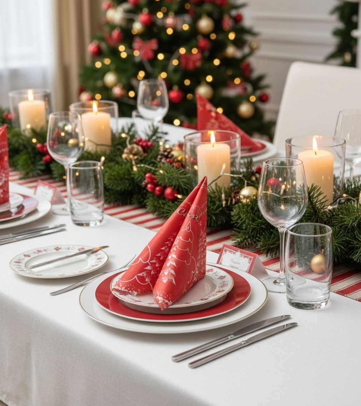 Premsons® Red Christmas Paper Napkins – Festive Party Serviettes