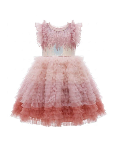 Premsons® Pink Ombre Tulle Party Dress for Girls Elegant Layered Occasion Wear