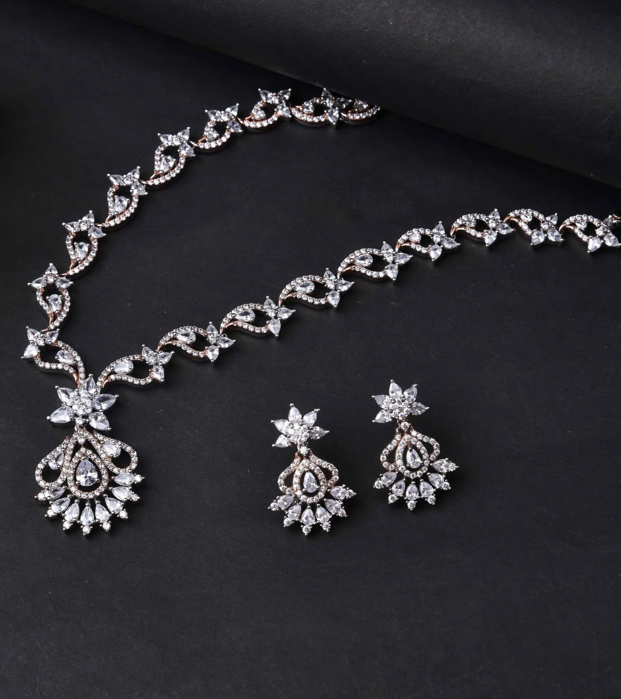 Premsons® Ziva Silver-Tone Crystal Necklace & Earrings Set – Contemporary Sparkle