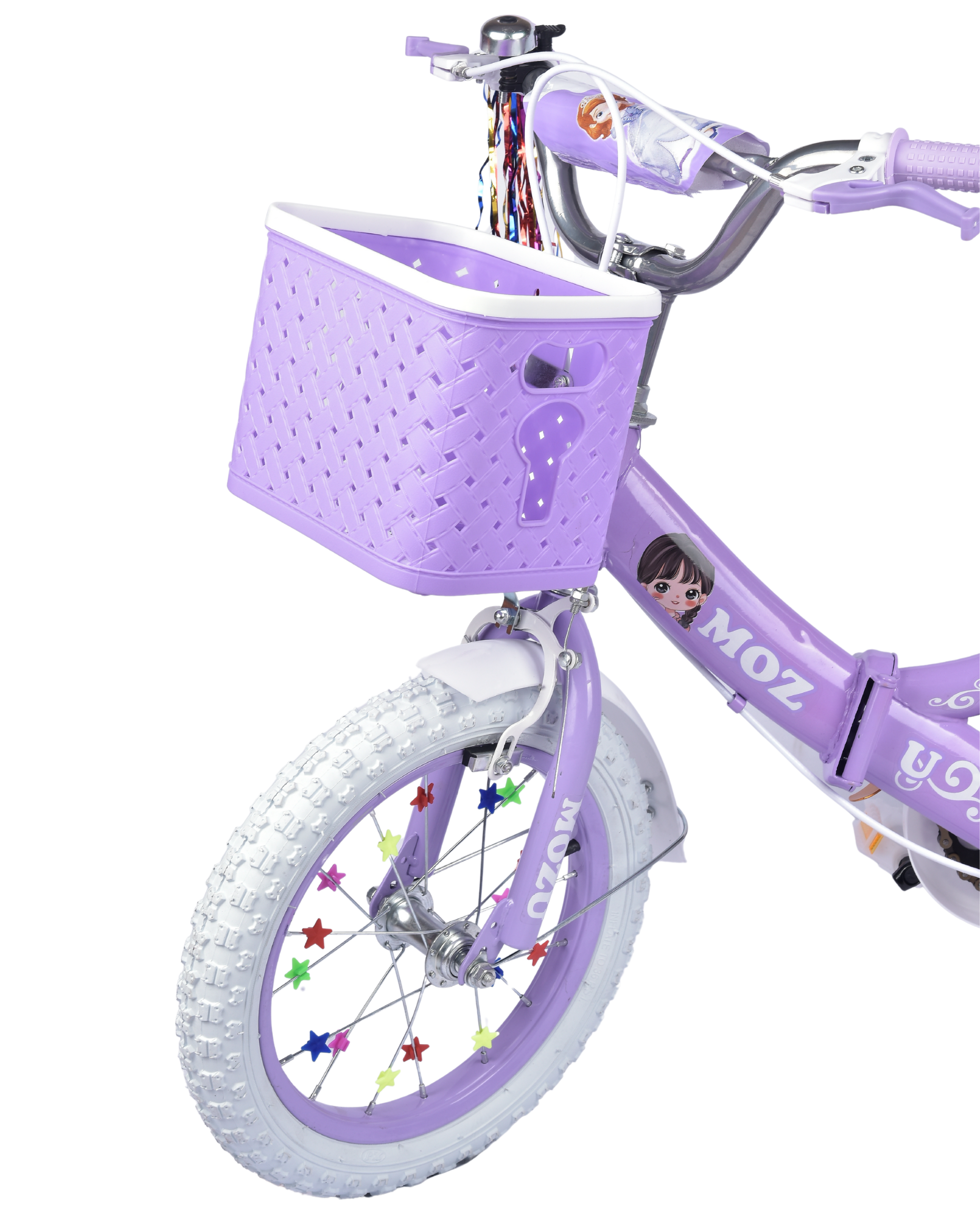 Premsons® Lavender Folding Kids Bicycle with Training Wheels – Foldable Girls’ Cycle with Front Basket, Back Seat & Handlebar Streamers
