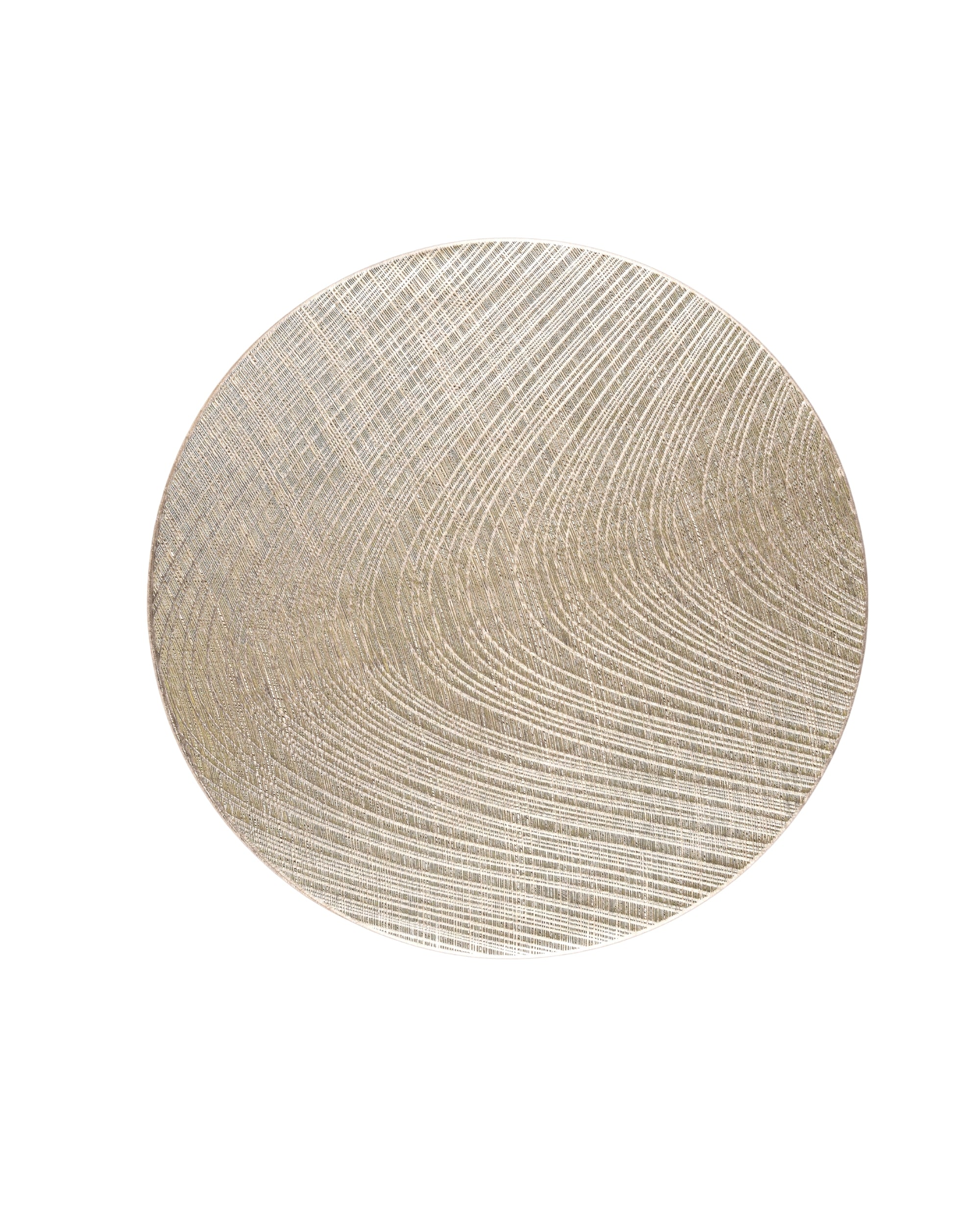 Premsons® Round Table Mat – Elegant Swirl Metallic Placemat | Washable, Wipeable, Non-Slip & Heat-Resistant | Stylish Table Mat for Dining, Kitchen, Wedding & Party Décor – Golden Beige