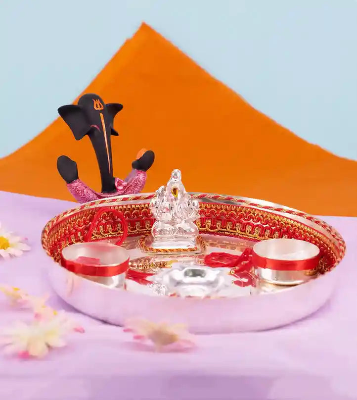 Premsons® Ganpati Stainless Steel Festive Pooja Thali