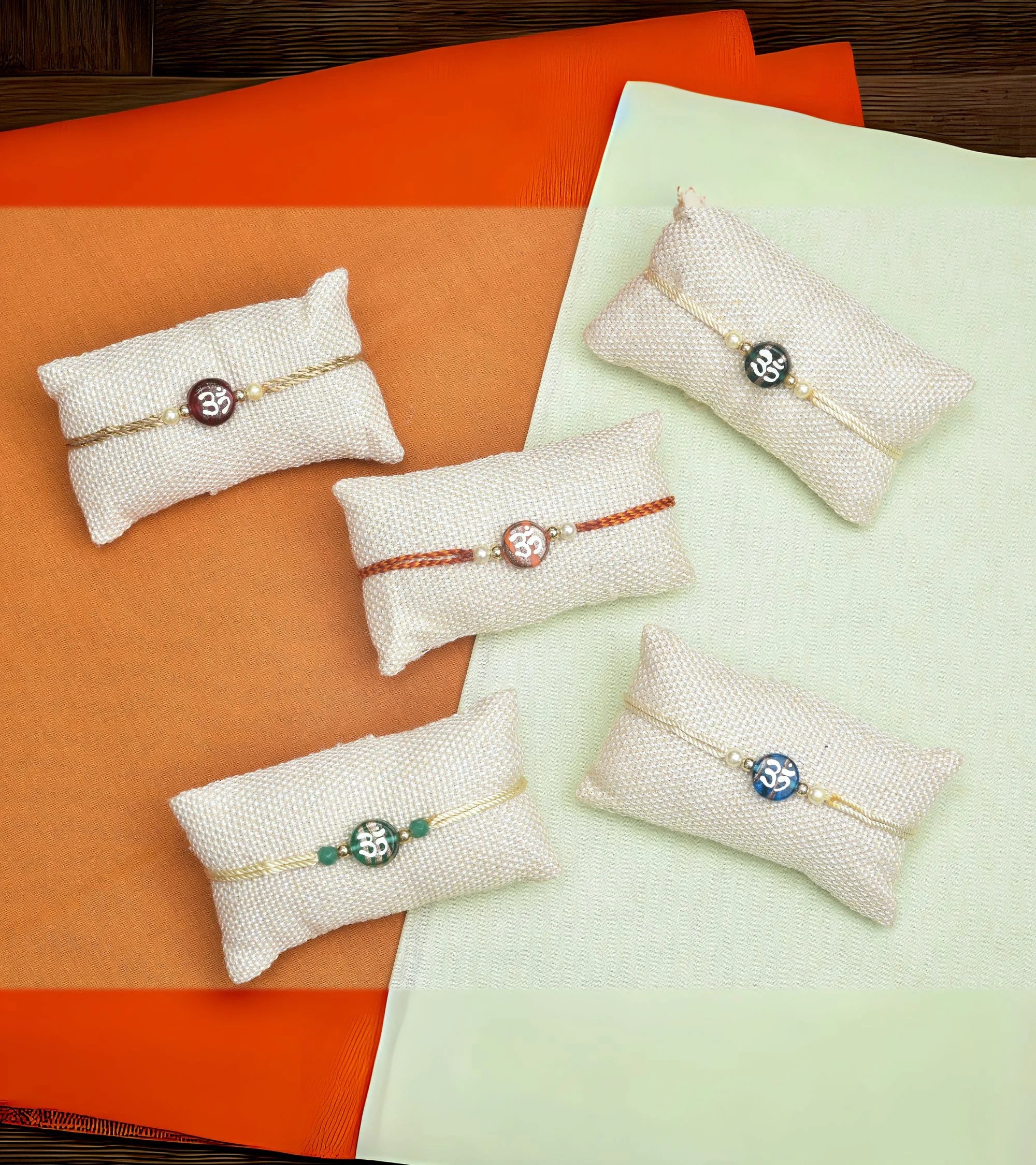 Premsons® Om Rakhi Set of 5 – Assorted Elegant Rakhis for Bhai
