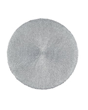 Premsons® Round Table Mat – Elegant Swirl Metallic Placemat | Washable, Wipeable, Non-Slip & Heat-Resistant | Stylish Table Mat for Dining, Kitchen, Wedding & Party Décor – Silver