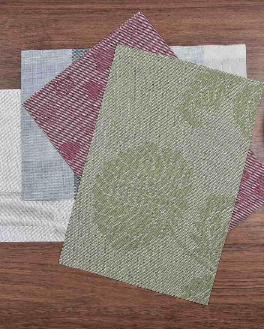 Premsons® Olive Green Rectangle Metallic Placemats – Washable, Wipeable, Non-Slip & Stain-Resistant Table Mats for Dining, Kitchen, Wedding & Party Décor