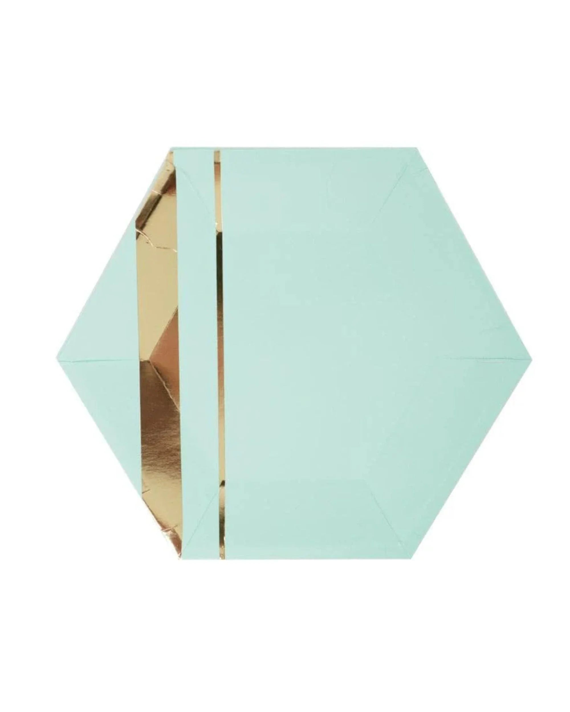 Premsons® Mint Green with Gold Large Paper Plates - Birthday, Wedding, Showers Disposable Decorative Party Plates - Pack of 10