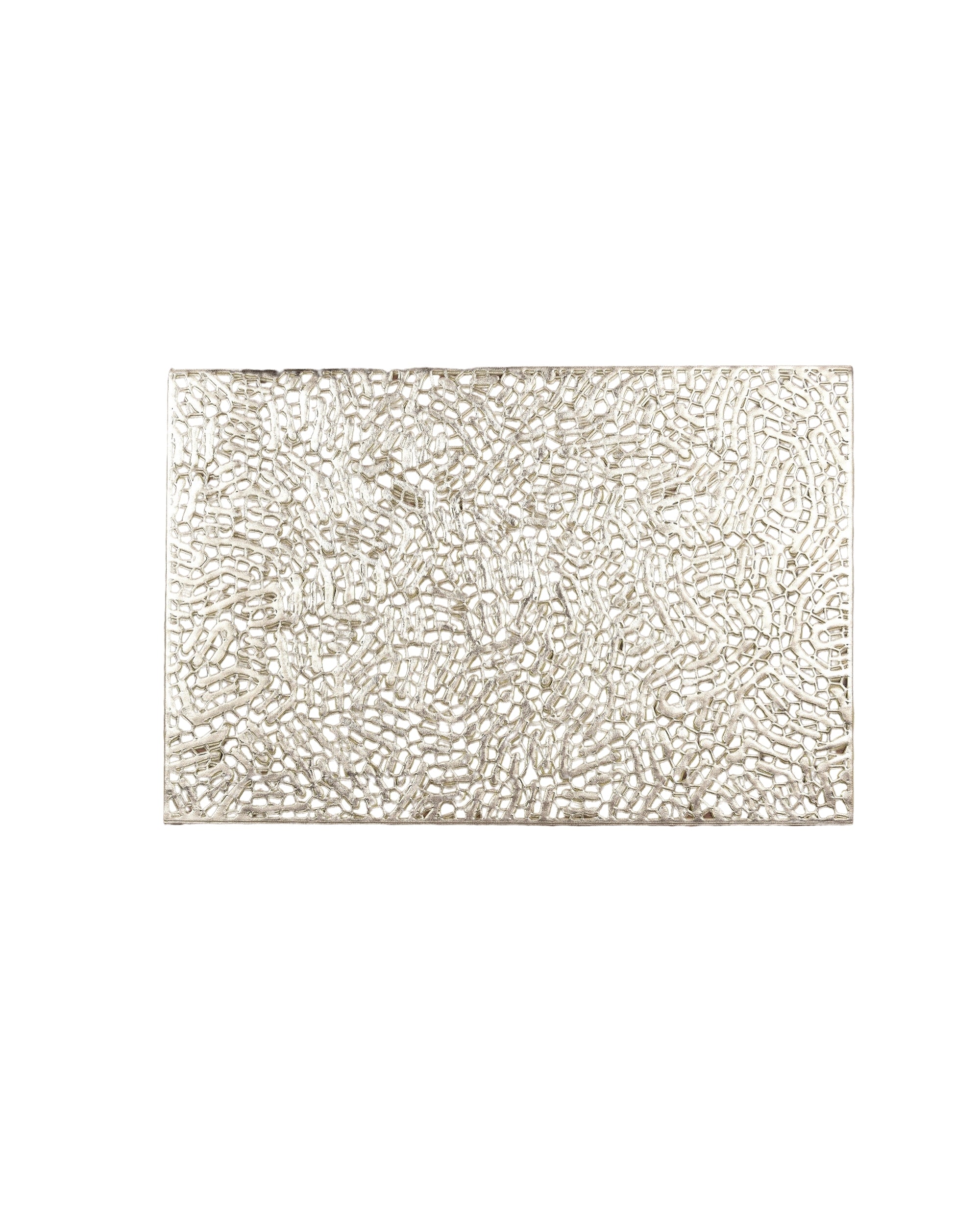 Premsons® Golden Metallic Hollow Design Rectangle Placemat – Washable, Wipeable, Non-Slip & Stain-Resistant Table Mat for Dining, Kitchen, Wedding & Party Décor