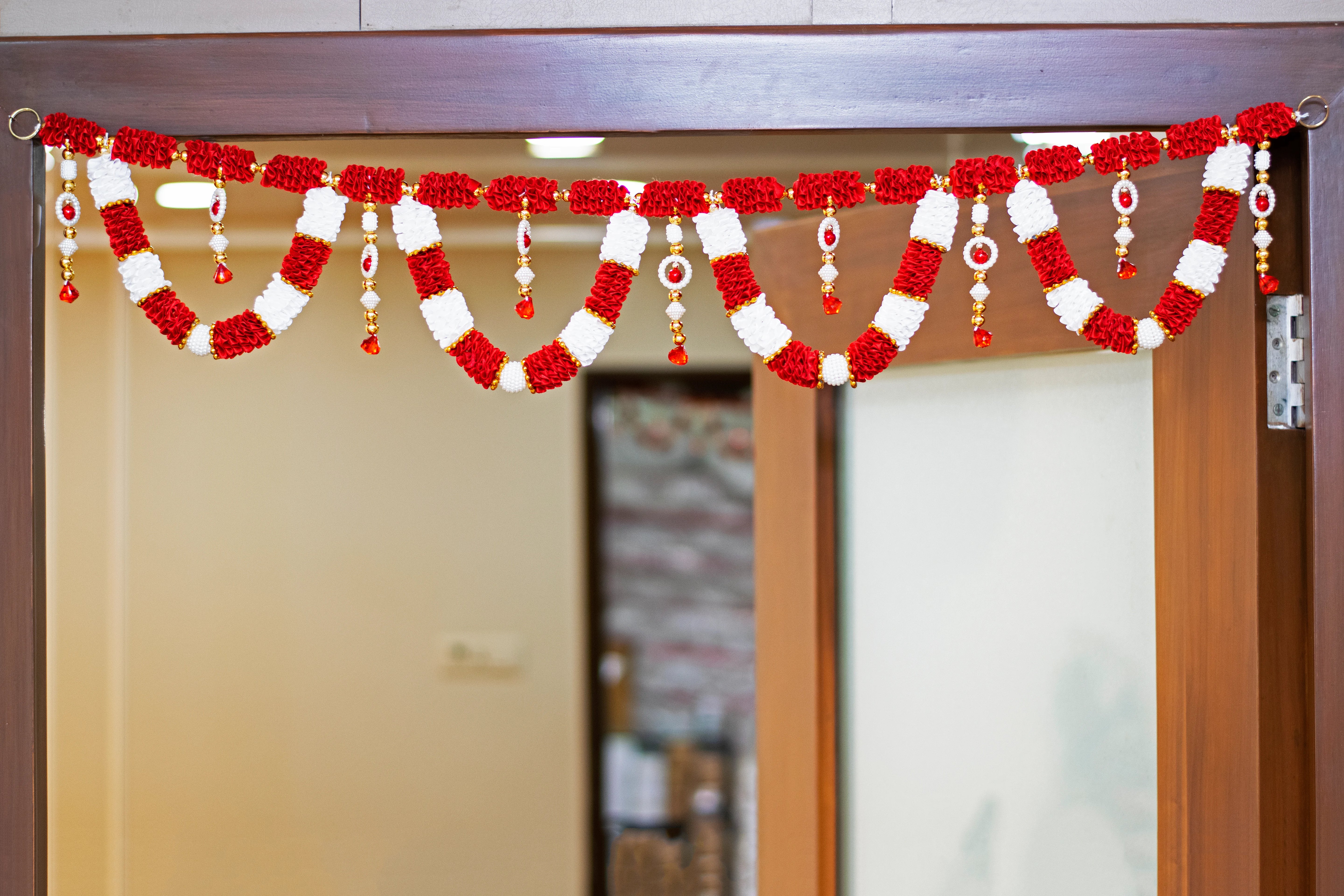 Premsons® Red & White Floral Toran – Ethnic Door Hanging