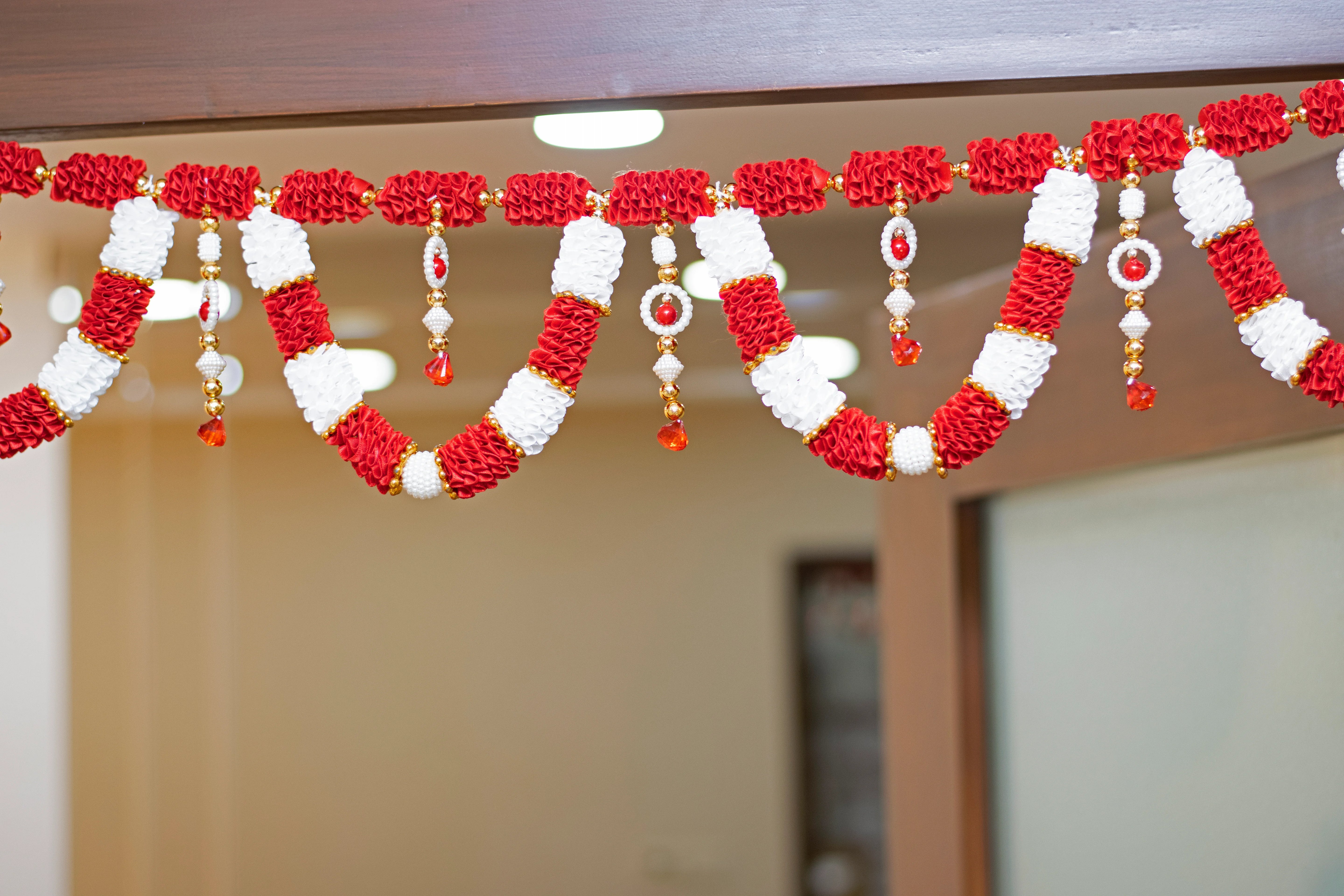 Premsons® Red & White Floral Toran – Ethnic Door Hanging