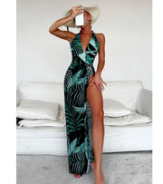 Premsons® Women's Printed Halter One-Piece Swimsuit – High-Cut Design with Cover-Up Skirt, Perfect for Outdoor Water Sports, Vacations, Resorts & Pool Parties