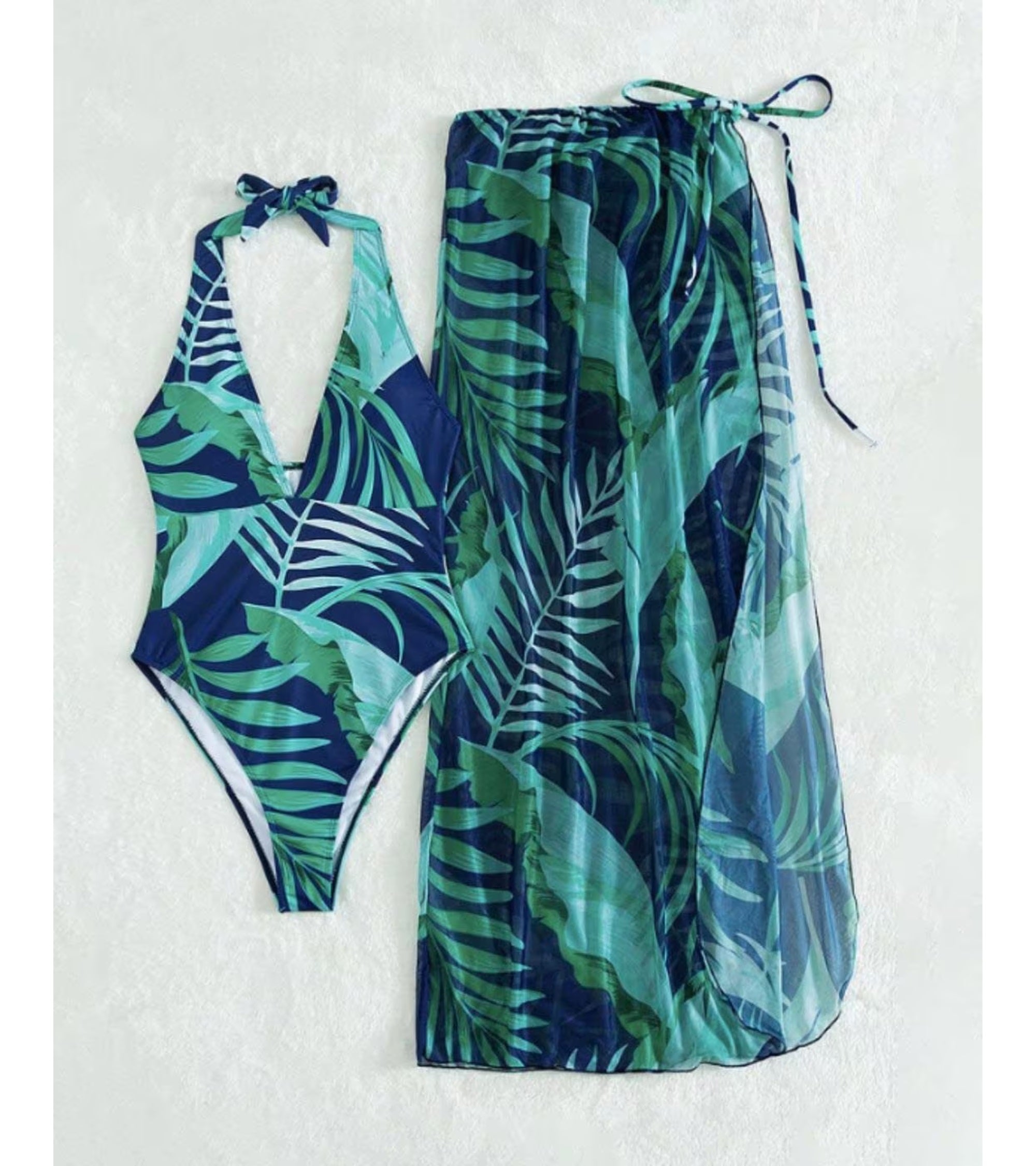 Premsons® Women's Printed Halter One-Piece Swimsuit – High-Cut Design with Cover-Up Skirt, Perfect for Outdoor Water Sports, Vacations, Resorts & Pool Parties