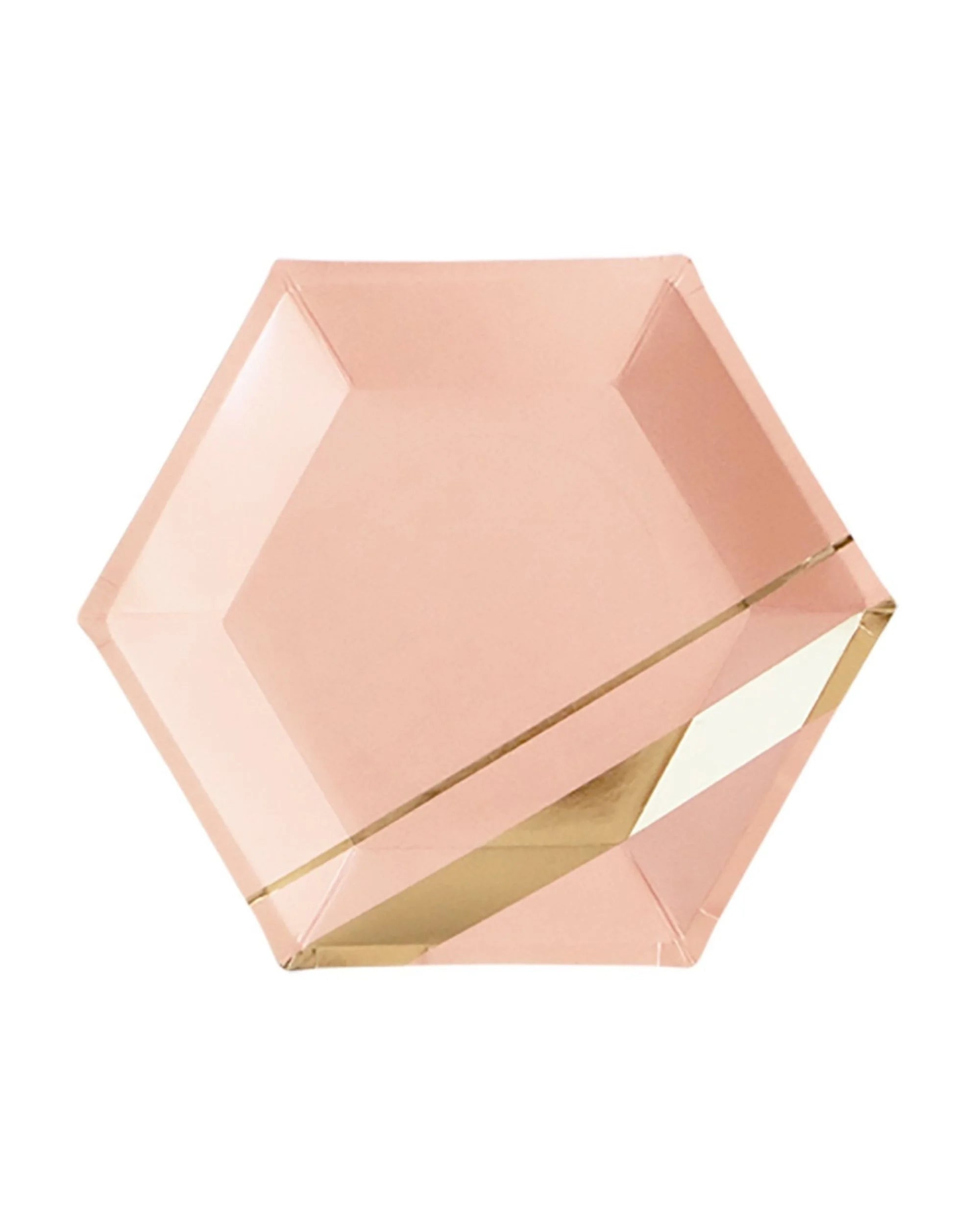 Premsons® 7-Inch Blush Pink with Gold Large Paper Plates - Birthday, Wedding, Showers Disposable Decorative Party Plates - Pack of 10
