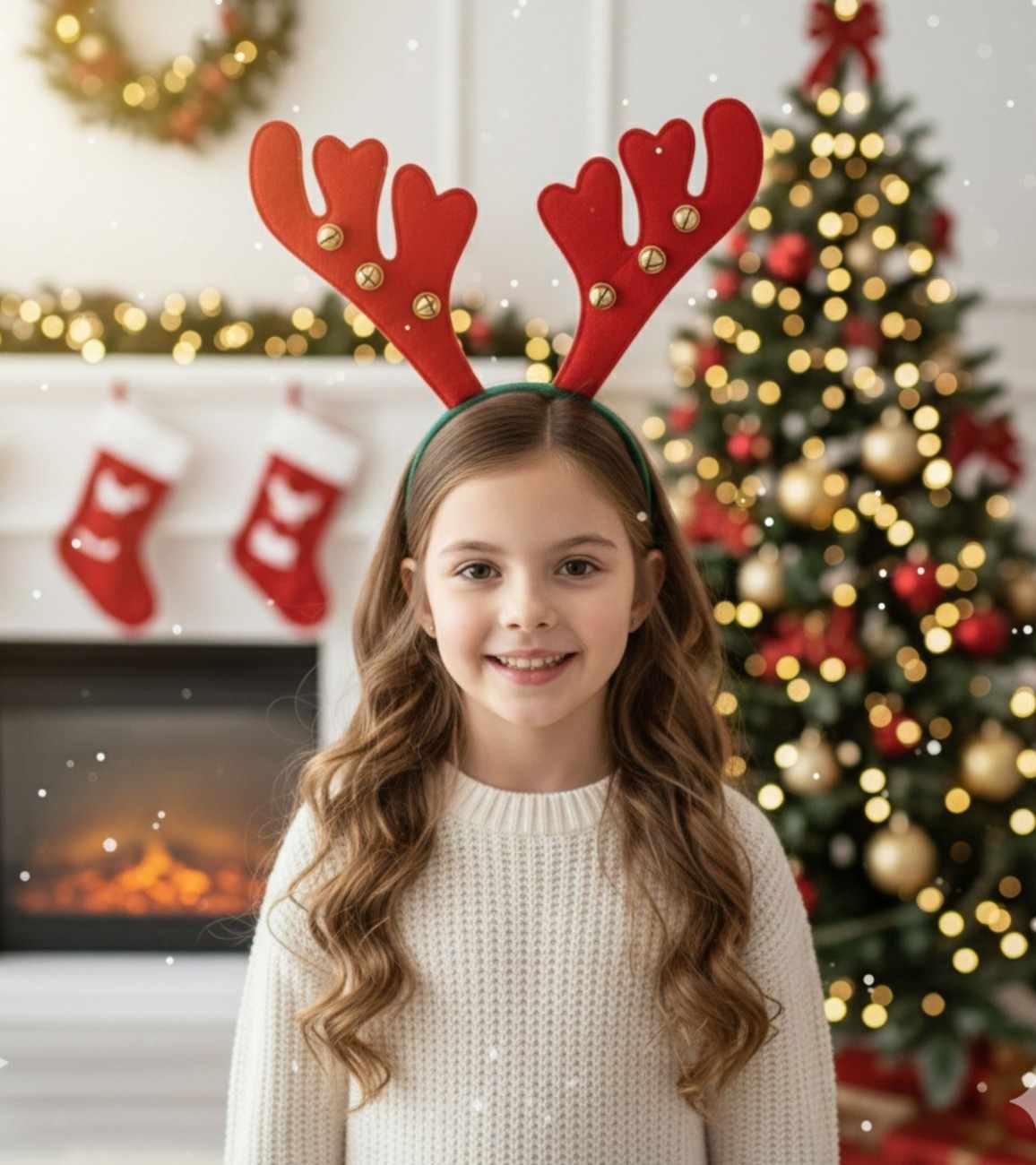 Premsons® Reindeer Antler Christmas Hairband – Cute Festive Headband with Bells