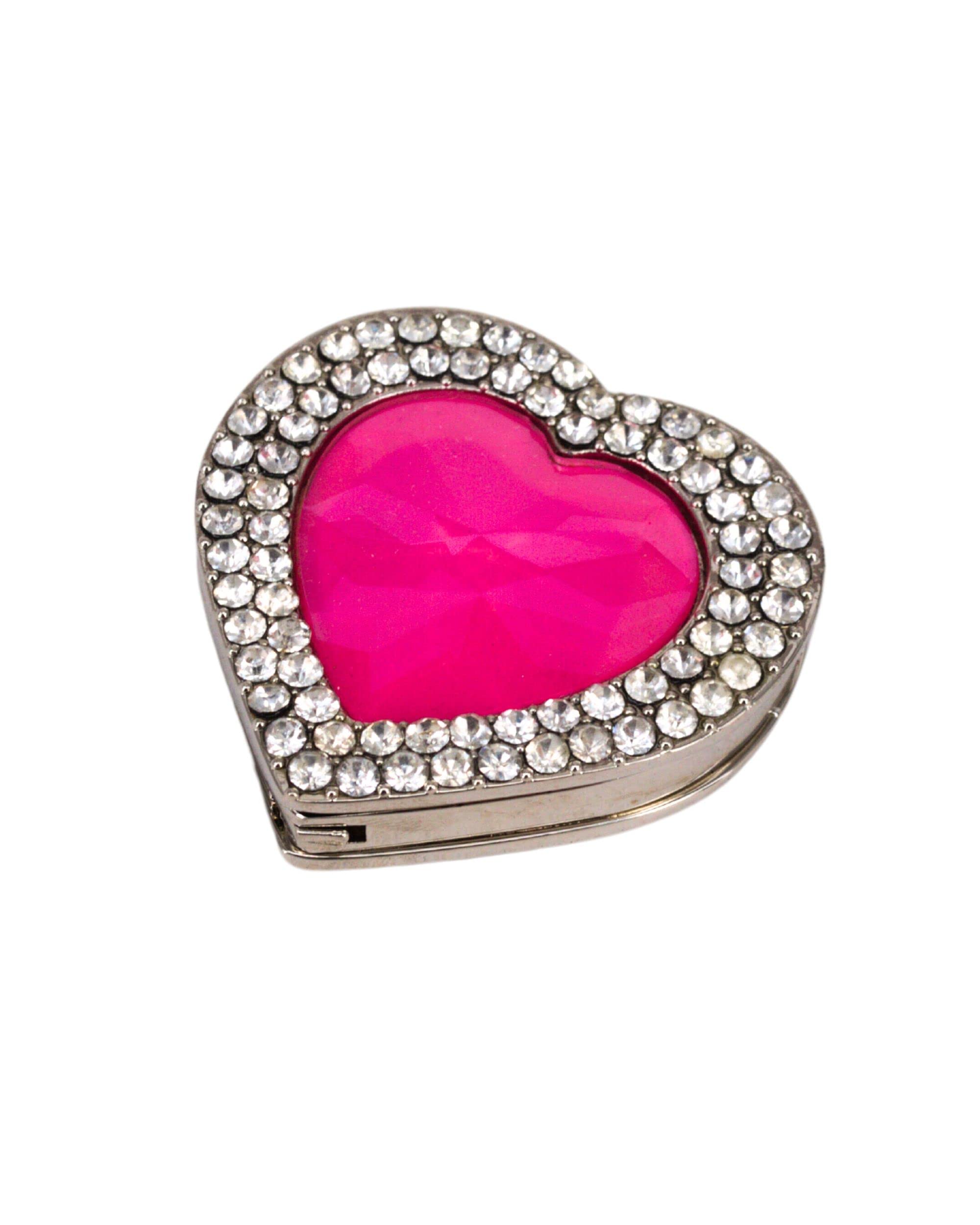 Premsons® Foldable Purse Holder Hook - Handbag Hanger for Table Desk - Bling Rhinestone Bag Holder for Women - Heart Shape