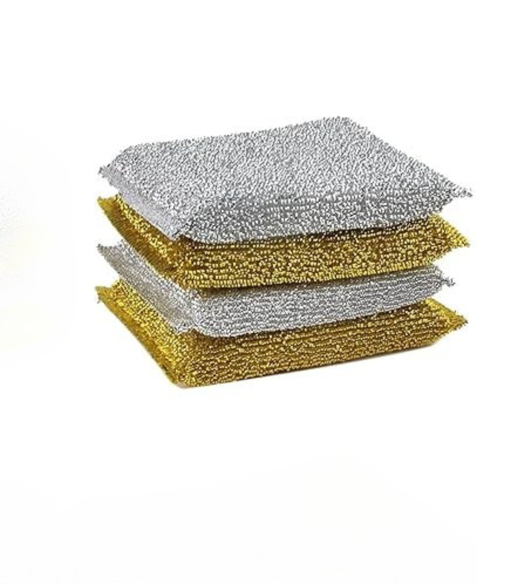 Premsons® Kitchen Scrubbing Sponges – Non-Scratch Double-Sided Wire Dish Brush Pads for Utensils, Pots & Pans – Gold & Silver Scouring Cleaners (Pack of 3)