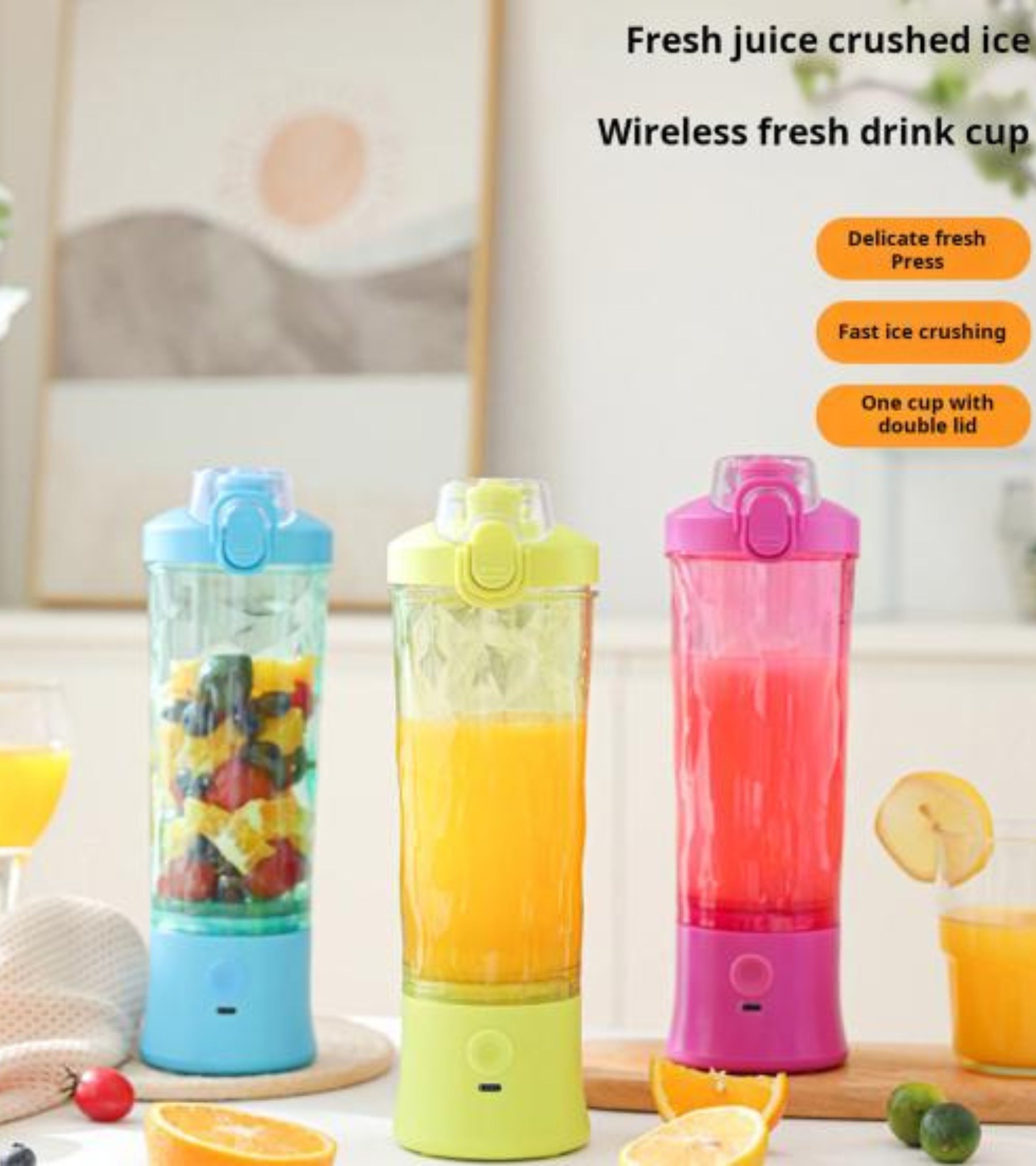 Mix & Go® Portable Blender Juicer – USB Rechargeable Smoothie Maker with 6 Blades, 380ml Capacity, 2000mAh Battery – Waterproof Mini Blender for Travel, Gym & Office