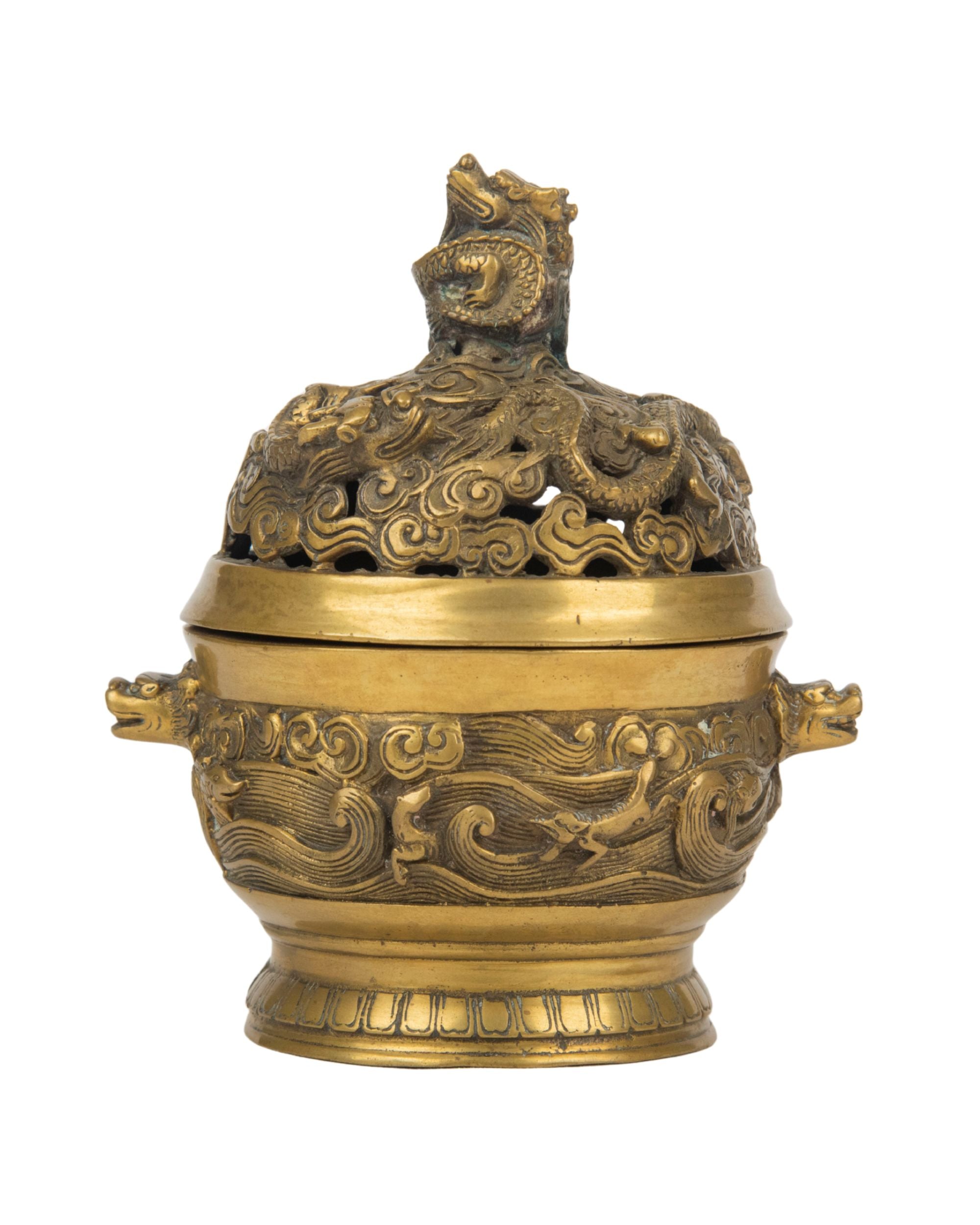 Premsons® Antique Brass Incense Holder with Lid | Handcrafted Traditional Pooja & Home Décor Item