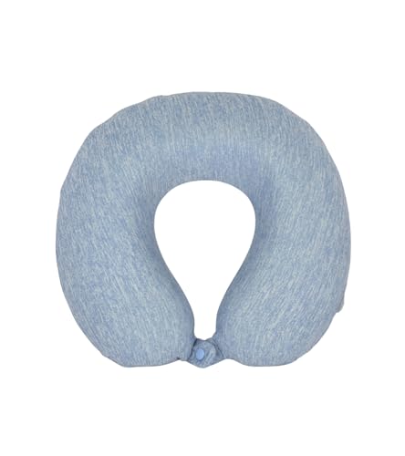 Cushy® Travel Neck Pillow with 360-Degree Head Support - Memory Foam Luxury Soft Pillow for Sleeping Rest - Home Travel Airplane Car - Plain, White & Light Blue