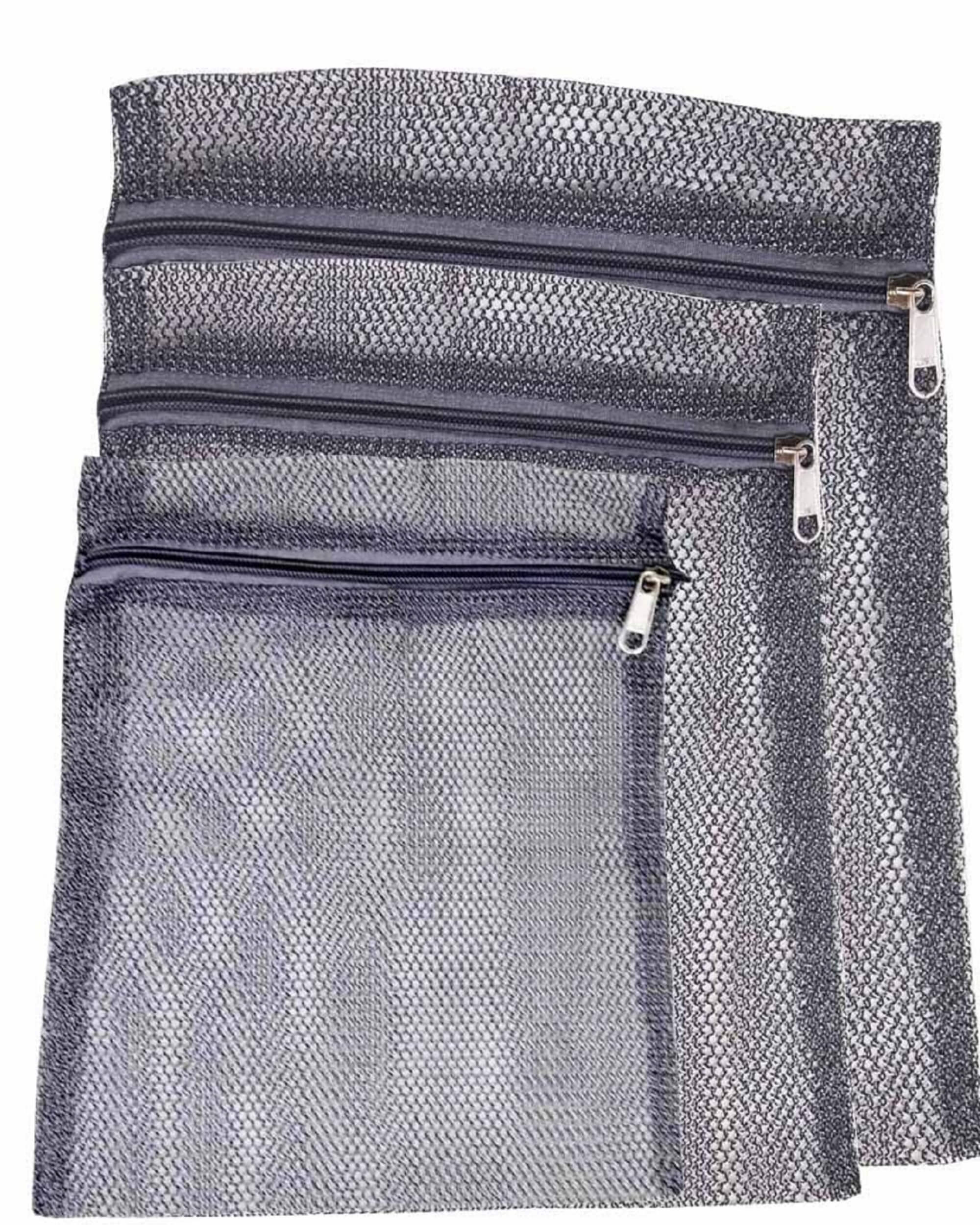 Premsons® Fridge Organiser - Reusable Layer Mesh Net Multipurpose Vegetable Bags for Fridge Storage - Kitchen Storage Bags Organizer with Sturdy Zipper - Pack of 6 Pcs - 2 pcs per size - Grey