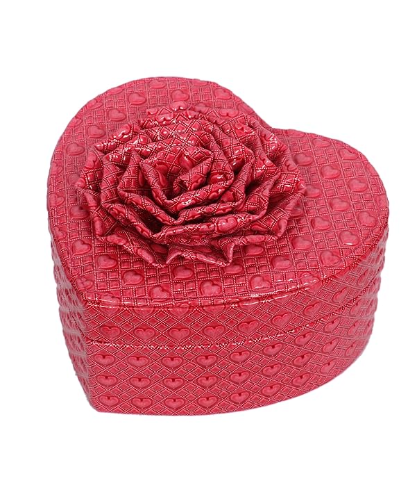 Premsons® Heart-Shaped Jewellery Box – Portable Classic Leatherette Organizer for Women – Elegant Multi-Layer Storage Case for Rings, Earrings & Accessories