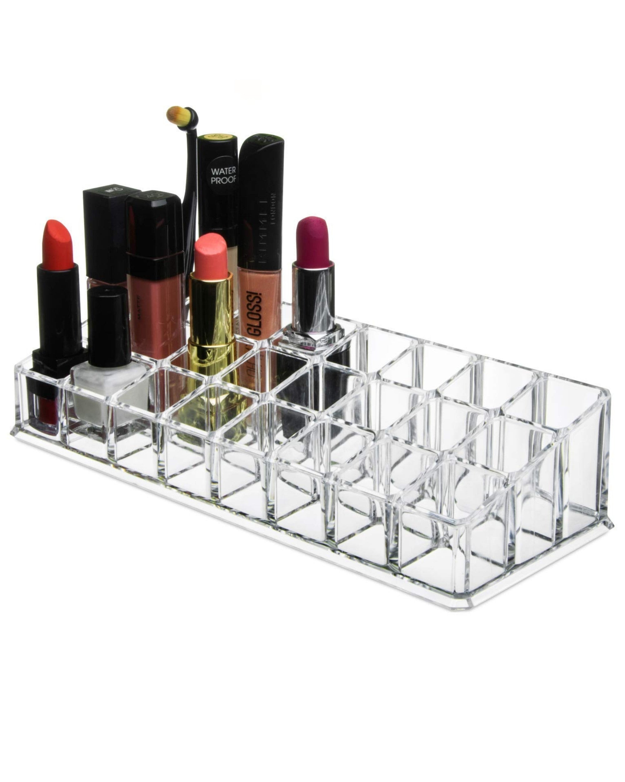 Premsons® Acrylic Makeup Storage Box - 18 Compartment Lipstick Organizer - Chic Storage Organizer with Multiple Compartments - Transparent