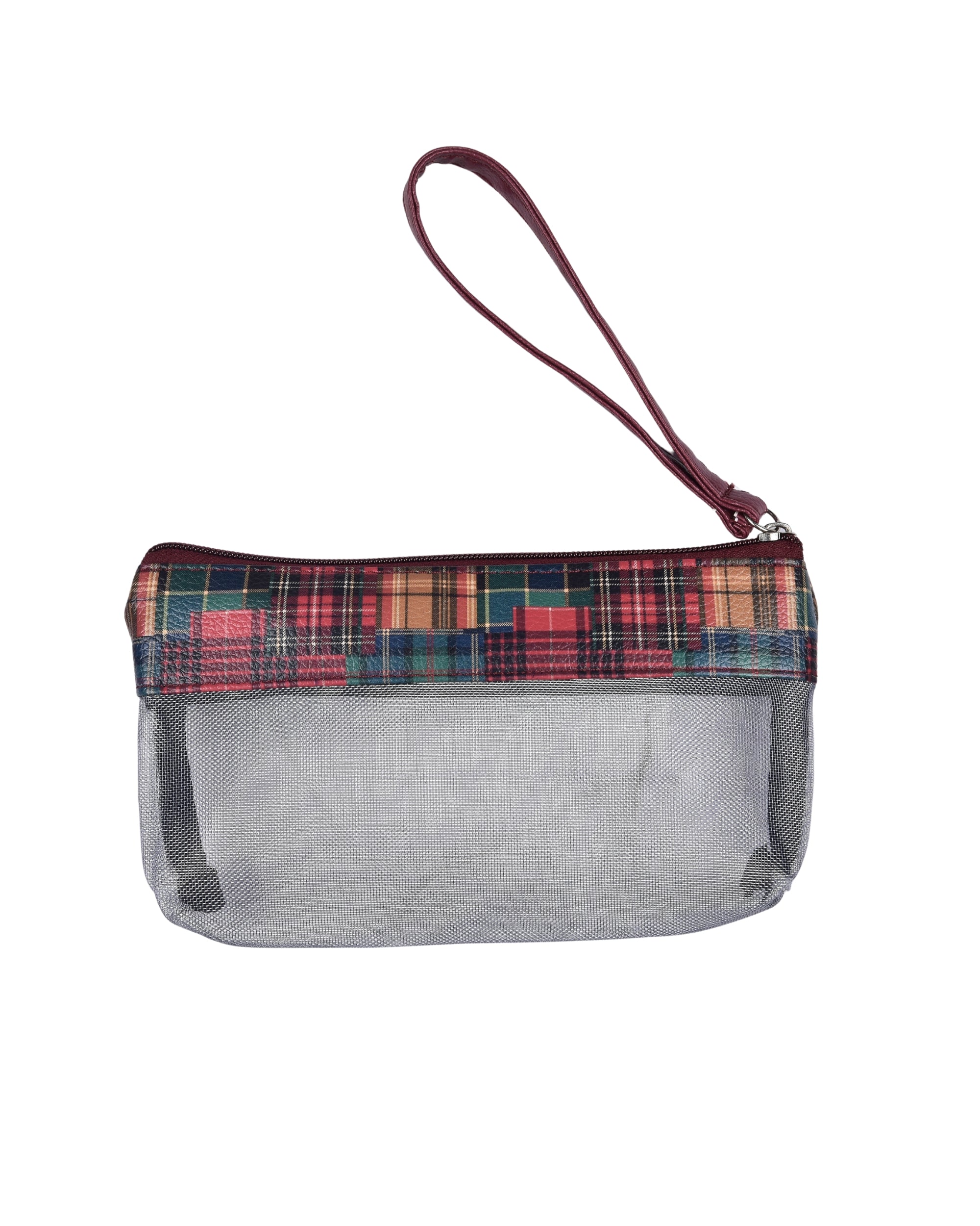 Premsons® Net Pouch – Multipurpose Tartan Design Travel Storage Bag for Cosmetics, Toiletries, Stationery & Accessories