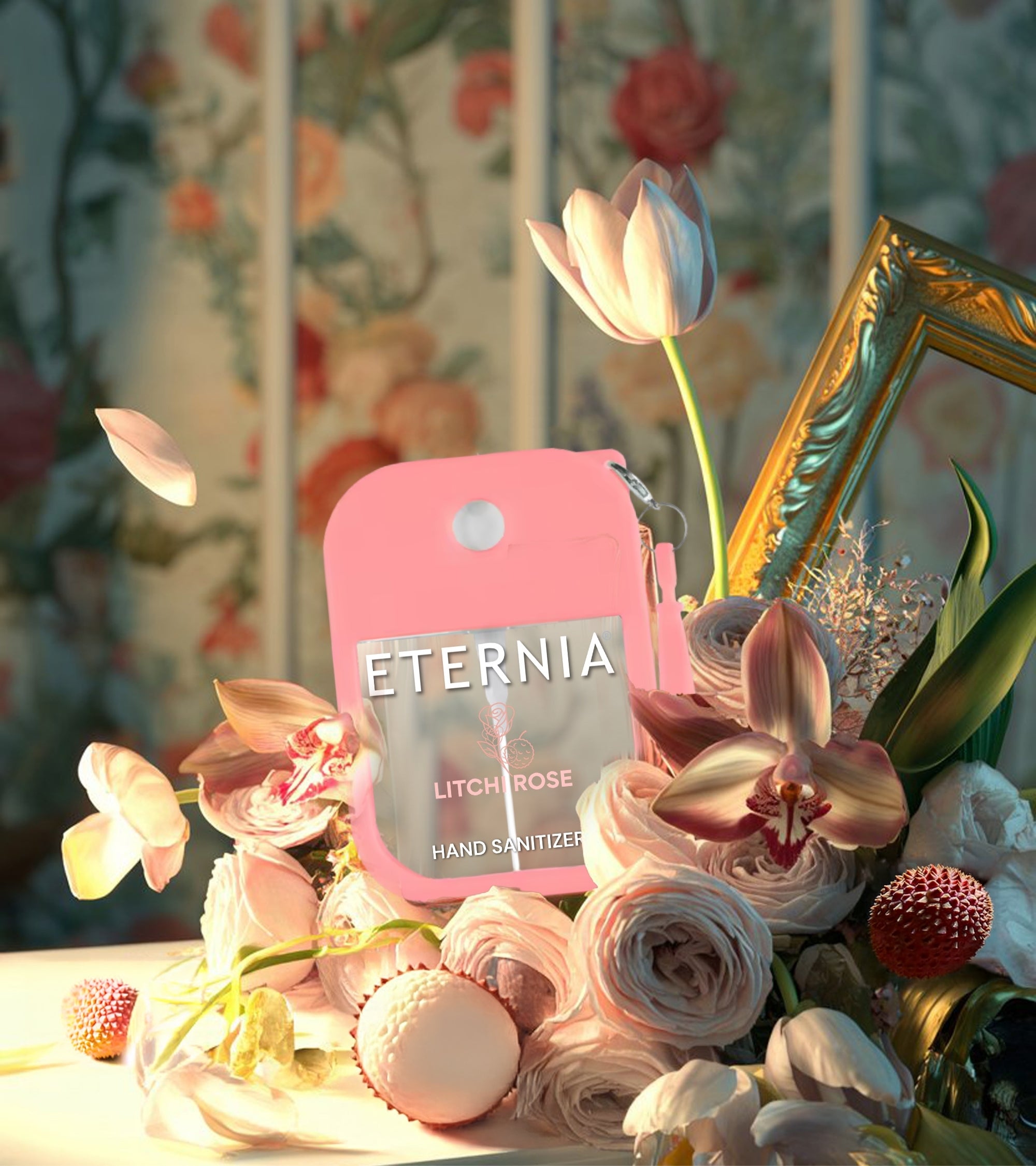 Eternia® Hand Sanitizer Spray - Hydrating Moisturizing Power Mist - Gentle on Skin, Quick-Drying Formula, Travel Friendly - Rose Litchi - 300+ Sprays - Pack of 2