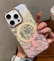 Premsons® Glitter Transparent Case with Magnetic Ring Design for iPhone 14 Pro – Stylish Shockproof Bling Back Cover for Girls & Women