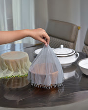 Premsons® Decorative Food Cover with Lace – Elegant Dome-Shaped Net for Protecting Food from Insects & Dust – Ideal for Dining Table & Outdoor Use