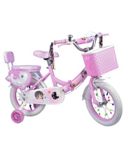 Premsons® Pink Folding Kids Bicycle with Training Wheels – Durable Foldable Girls’ Cycle with Front Basket, Comfortable Back Seat, Colorful Handlebar Streamers & Easy Storage Design