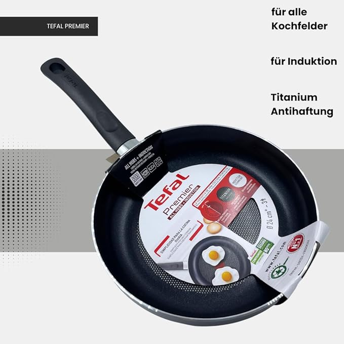 Premsons® Non-Stick Frypan – Tefal Delicia Style Frying Pan with Titanium Coating, PFOA-Free, Even Heat Distribution – Black