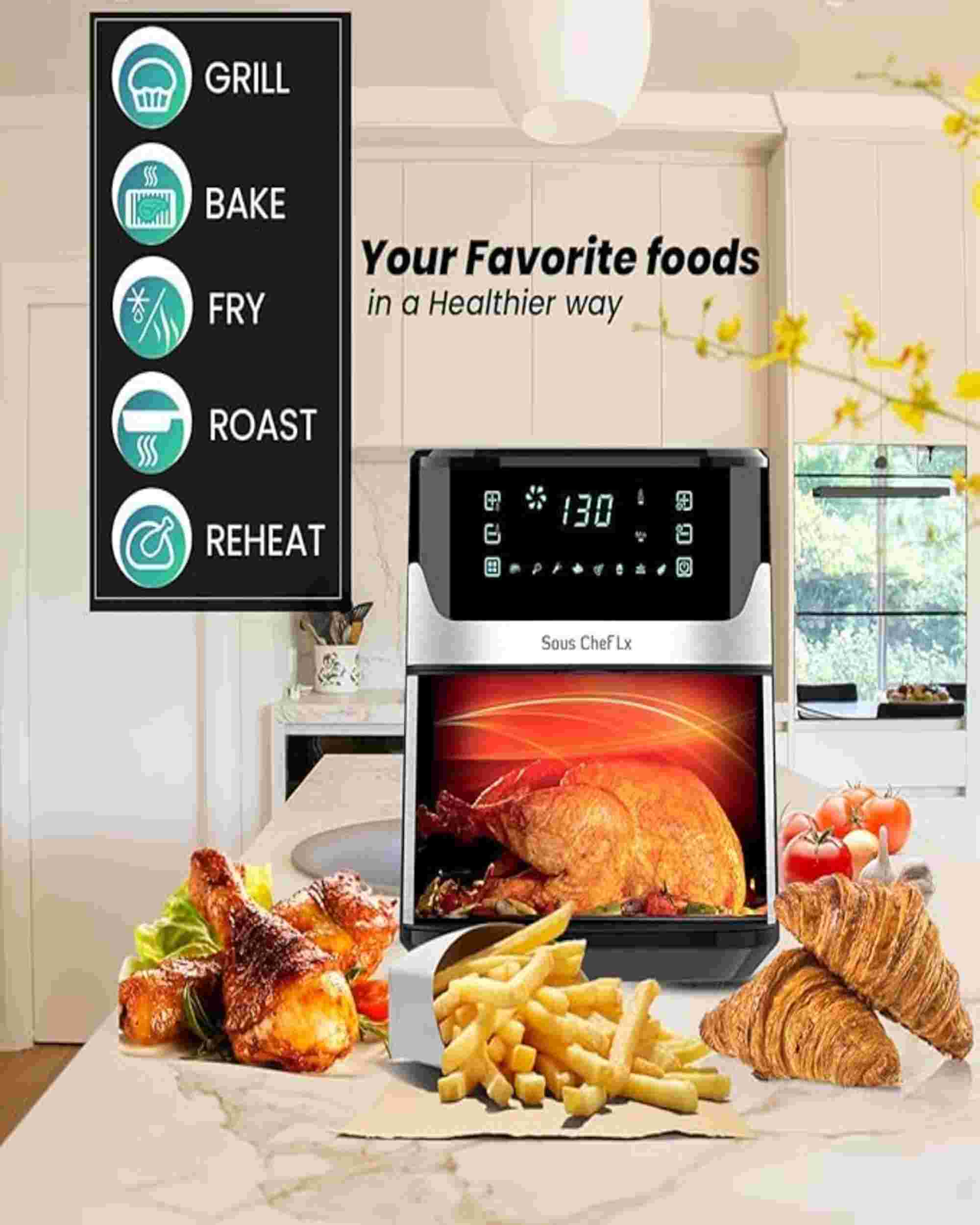 Premsons® Green-Kivvi Digital Air Fryer – 4.6 Litres, 1350W | Touch Control, Low-Fat Cooking with 99.5% Less Oil | LED Display, Temperature & Timer Settings | Healthy Frying Solution