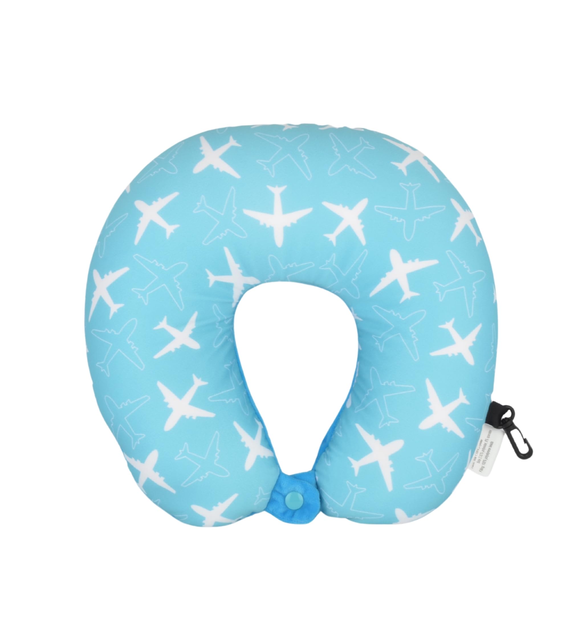 Cushy® Travel Neck Pillow with 360-Degree Head Support - Micro Beads Luxury Soft Pillow for Sleeping Rest - Home Travel Airplane Car - Printed, Baby Blue