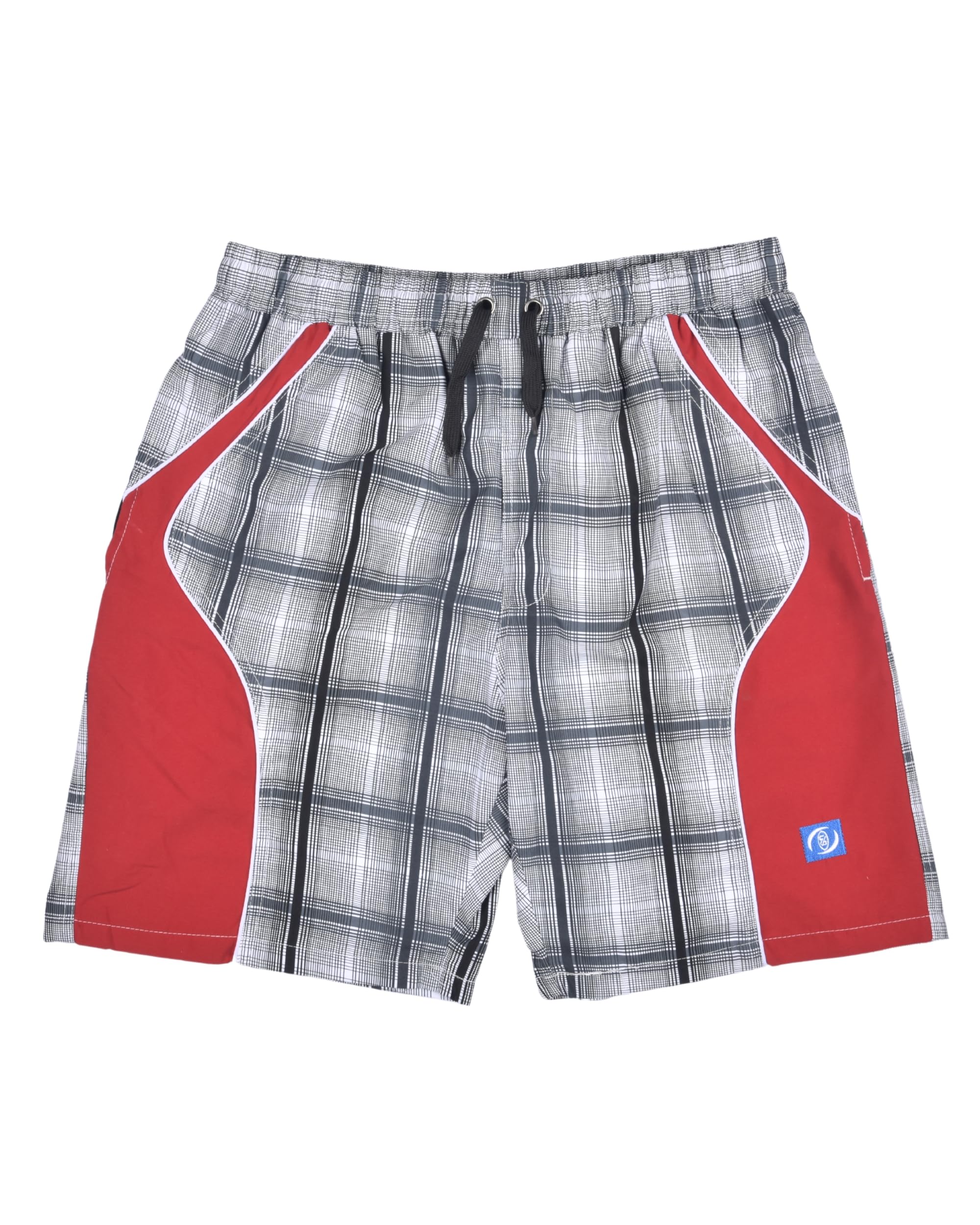 Premsons® Men's Printed Swim Shorts with Pockets, Adjustable Drawstring, Quick-Dry Fabric & Comfortable Fit – Beach & Pool Wear - Black & Red - Free Size