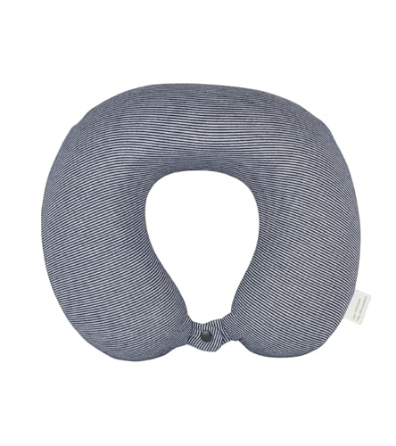 Cushy® Travel Neck Pillow with 360-Degree Head Support - Memory Foam Luxury Soft Pillow for Sleeping Rest - Home Travel Airplane Car - Plain, White & Blue