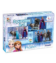Frank Disney Frozen 3-in-1 Jigsaw Puzzle – Fun & Educational Puzzle Set for Kids 4+ Years