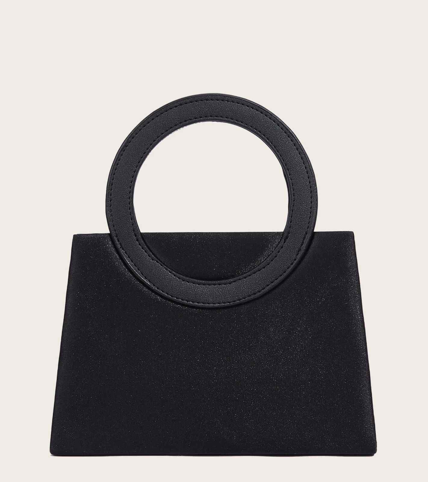 Eternia® Crystal Circle Handle Evening Bag – Rhinestone Top Handle – Black