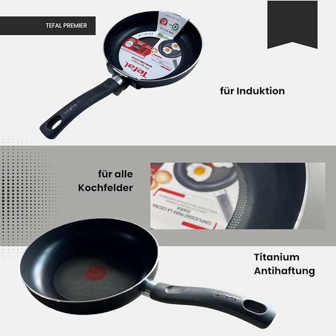 Premsons® Non-Stick Frypan – Tefal Delicia Style Frying Pan with Titanium Coating, PFOA-Free, Even Heat Distribution – Black