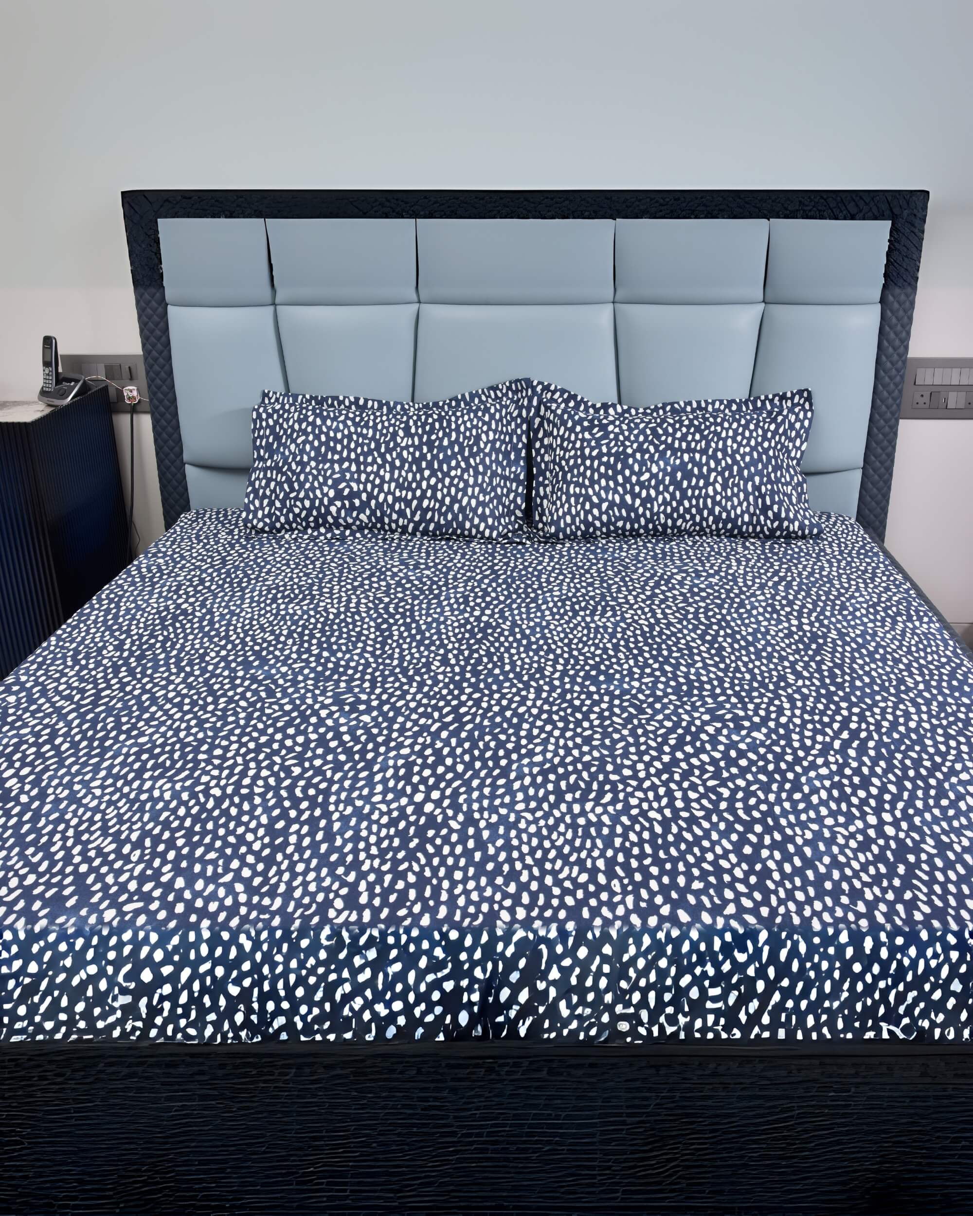 Premsons® Cotton Bed Sheet King Size Sheet with 2 Pillowcases – Premium Soft & Breathable Bedding for Full Size Beds – Luxury Bedroom Essentials - Dark Blue